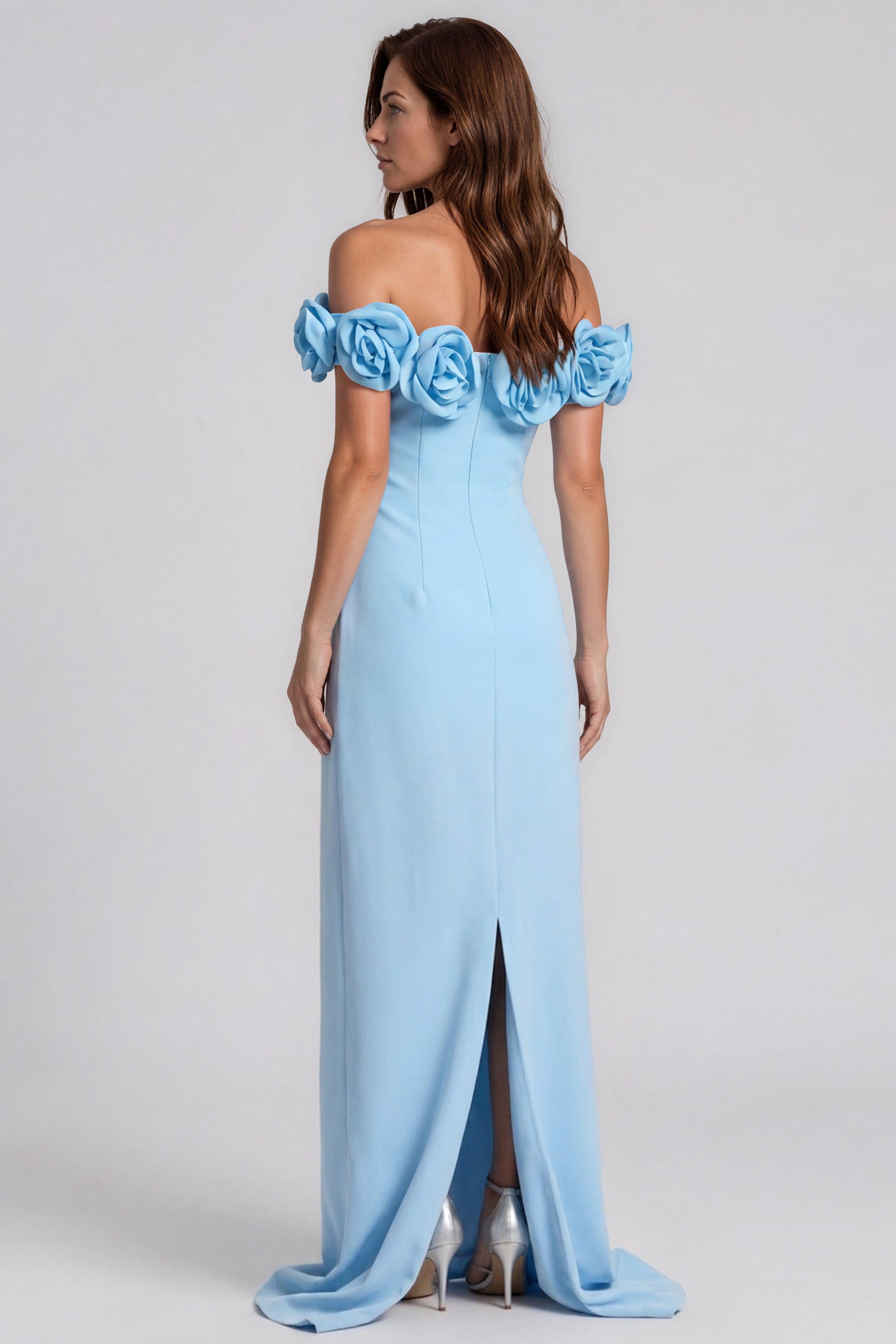 Off The Shoulder 3D Floral Gown Gown Rene Ruiz Collection
