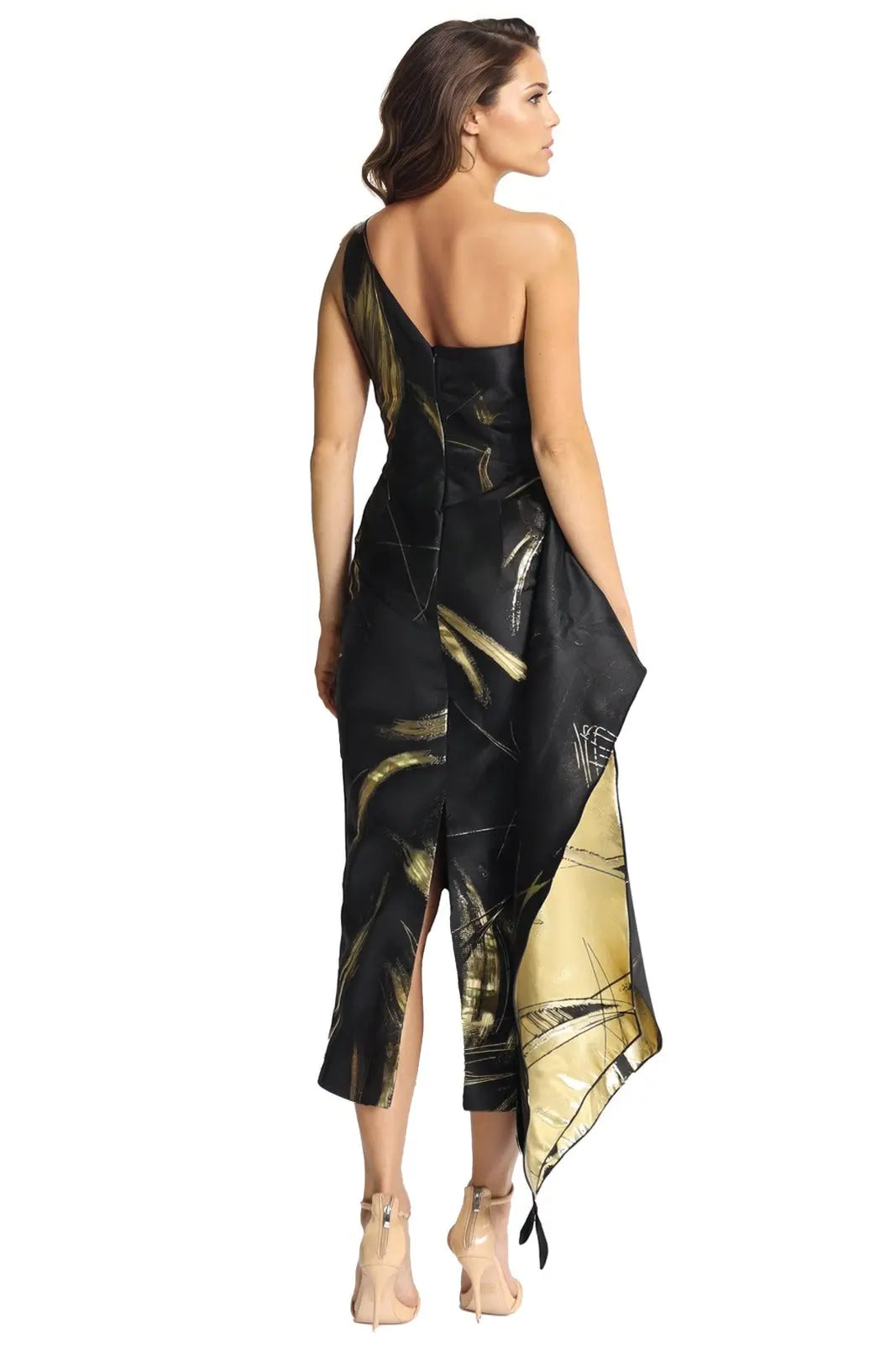 One Shoulder Draped Cocktail Cocktail Rene Ruiz Collection