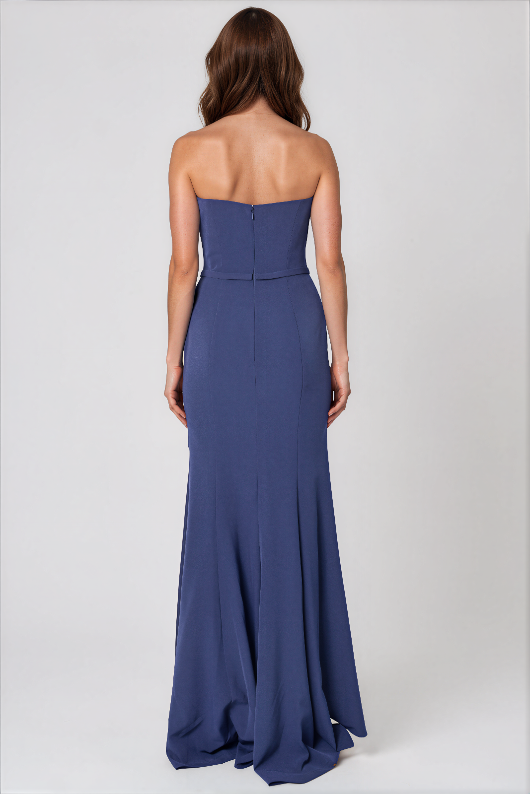 Strapless Ruffle Bow Column Gown Gown Rene Ruiz Collection