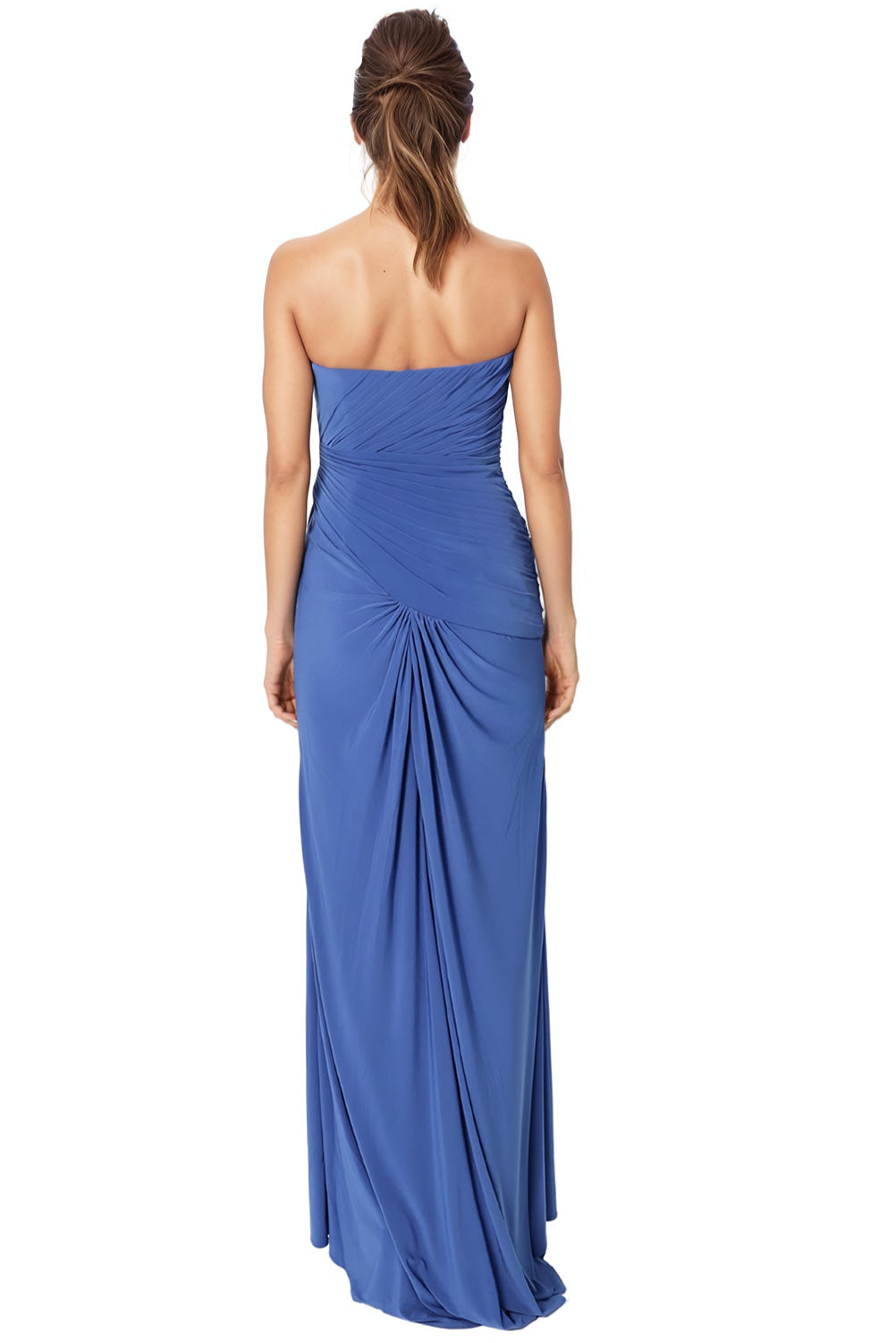 Strapless Pleated Wrap Around A-Line Gown Rene Ruiz Collection