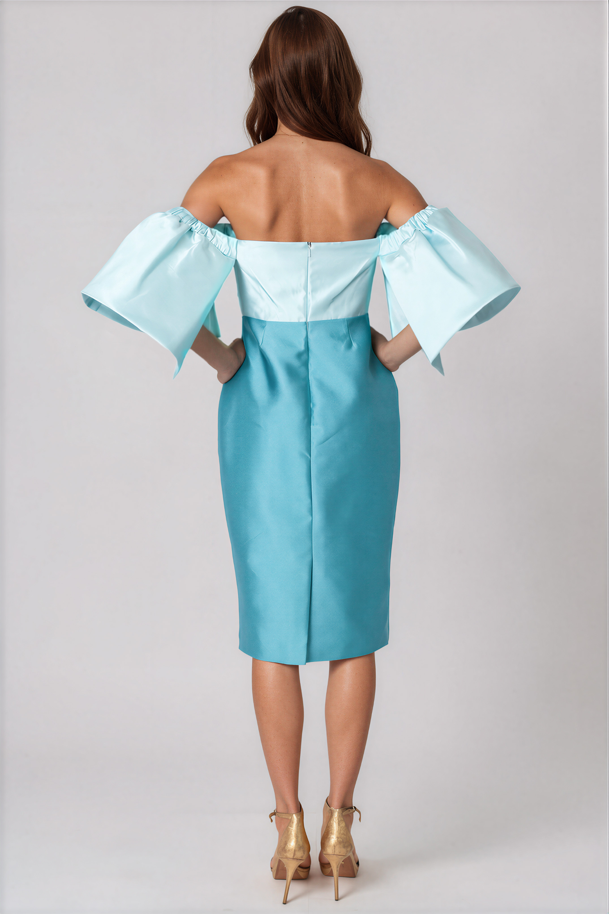 Off The Shoulder Mikado Puff Sleeve Cocktail Cocktail Rene Ruiz Collection