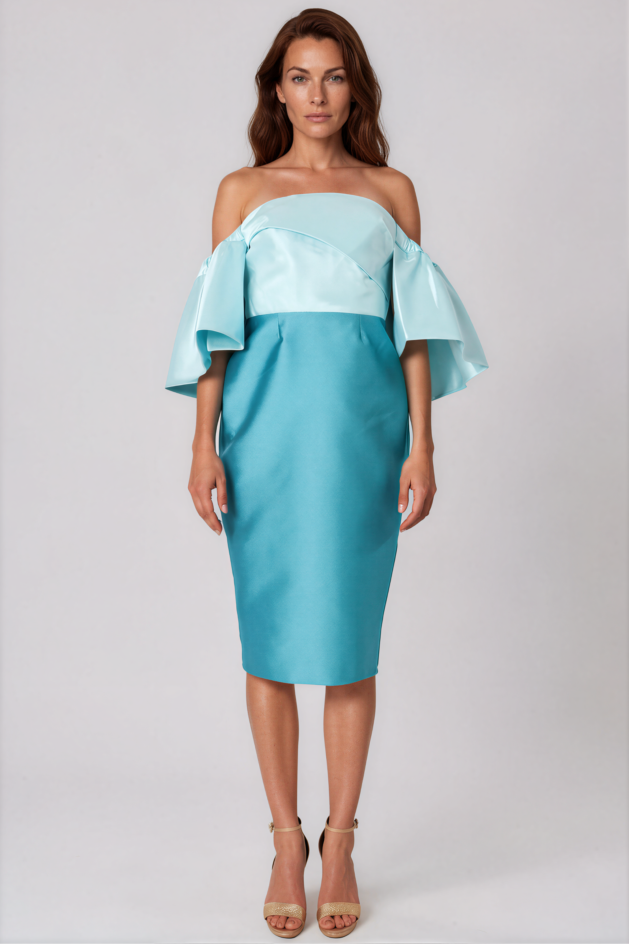 Off The Shoulder Mikado Puff Sleeve Cocktail Cocktail Rene Ruiz Collection