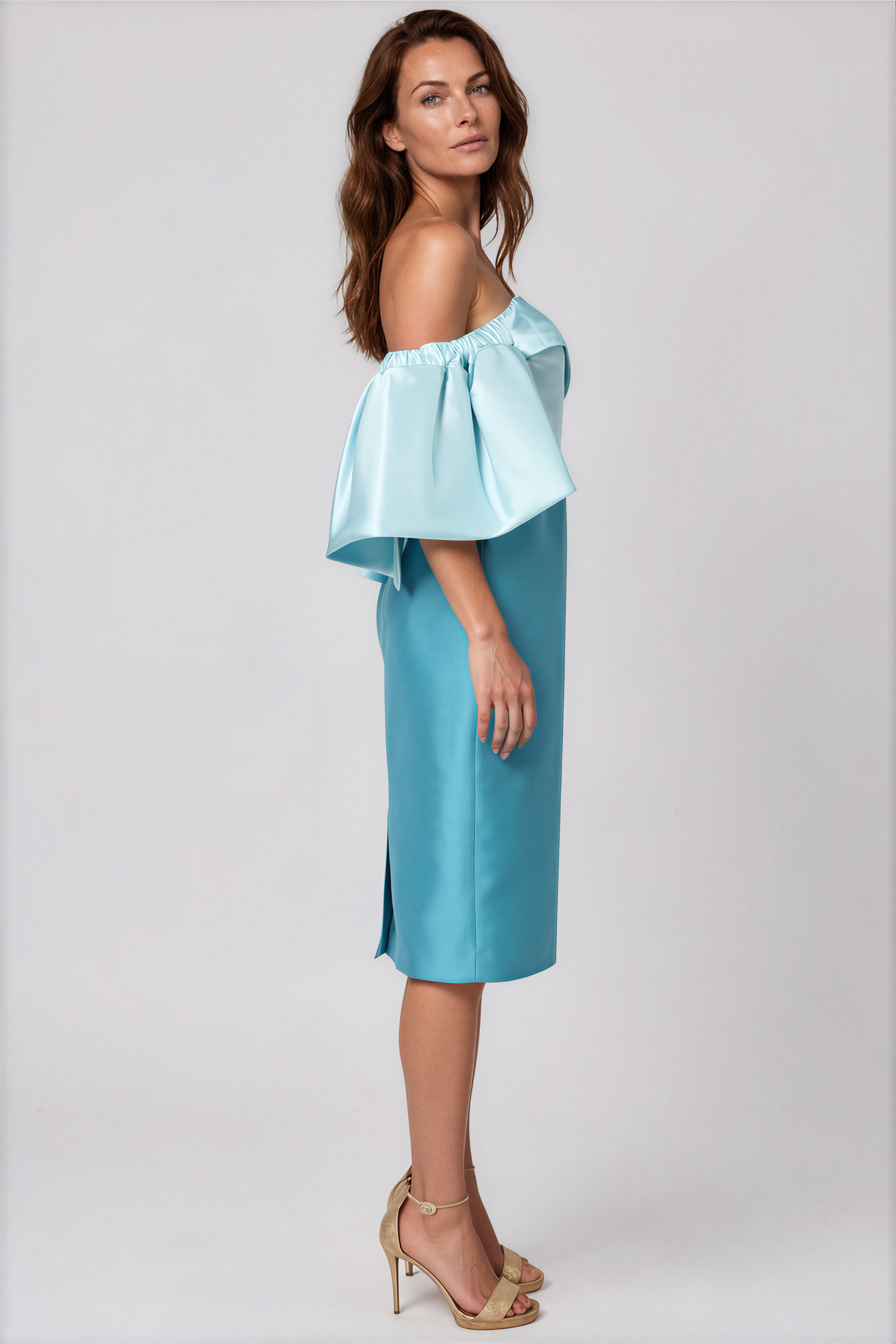 Off The Shoulder Mikado Puff Sleeve Cocktail Cocktail Rene Ruiz Collection