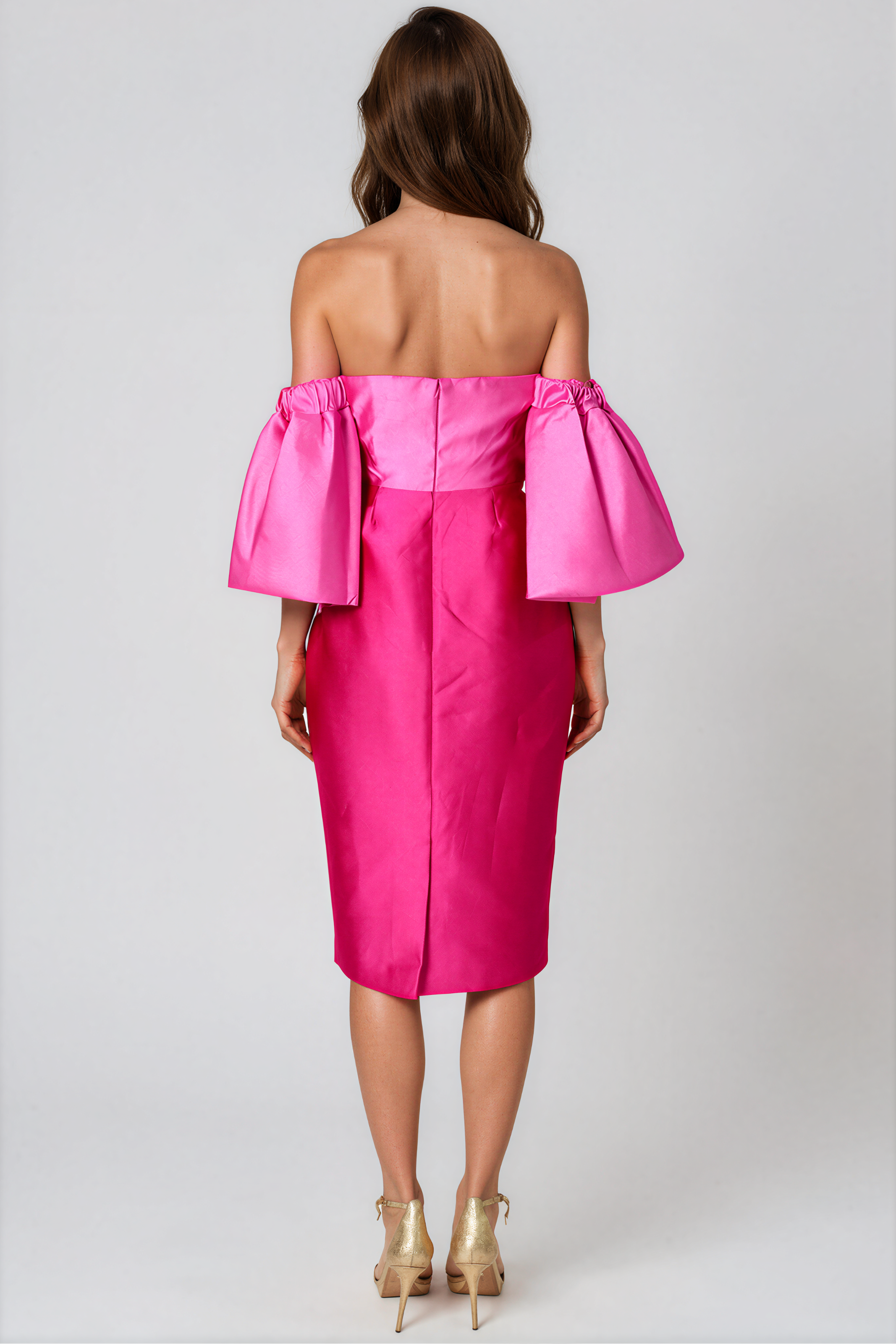 Off The Shoulder Mikado Puff Sleeve Cocktail Cocktail Rene Ruiz Collection
