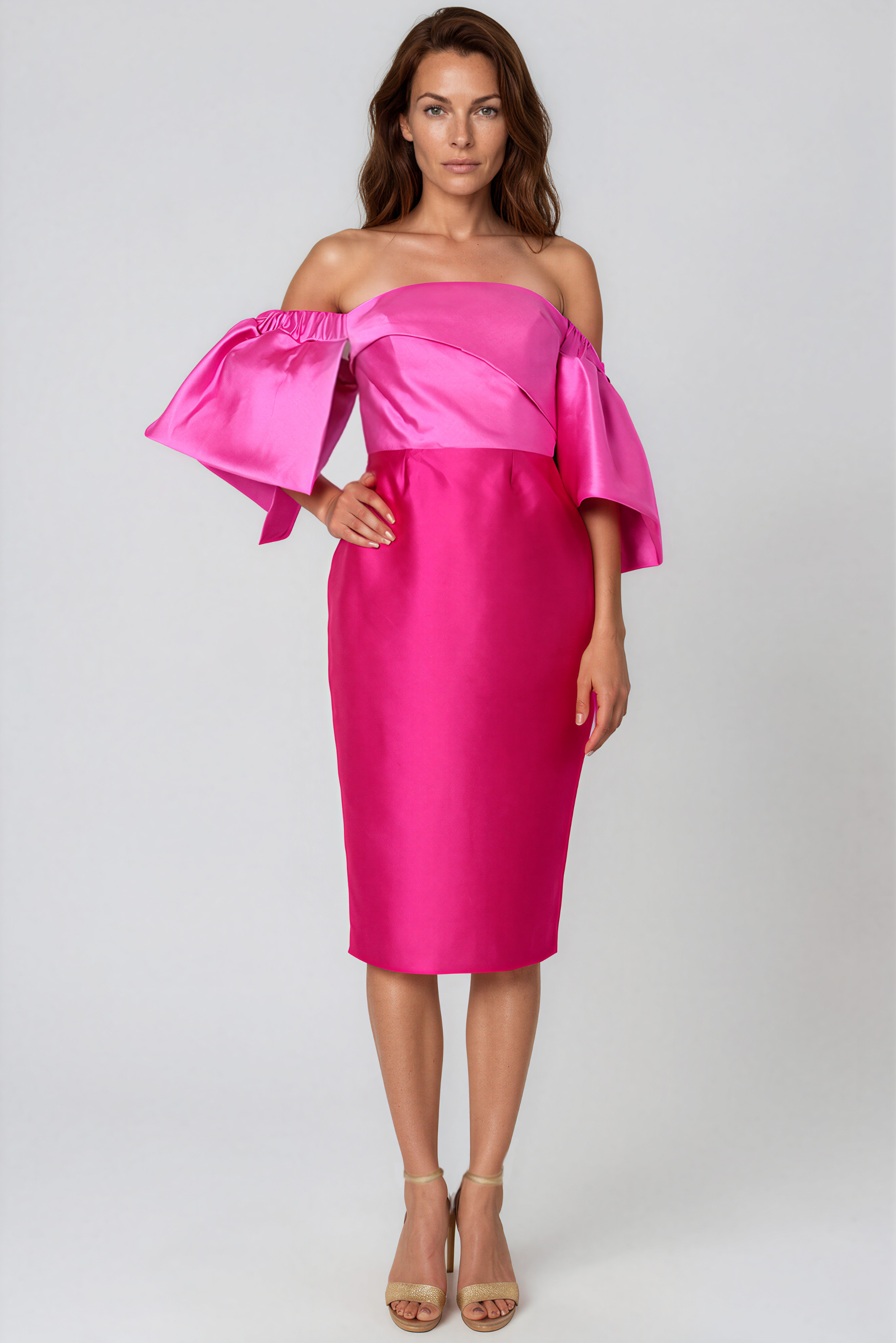 Off The Shoulder Mikado Puff Sleeve Cocktail Cocktail Rene Ruiz Collection