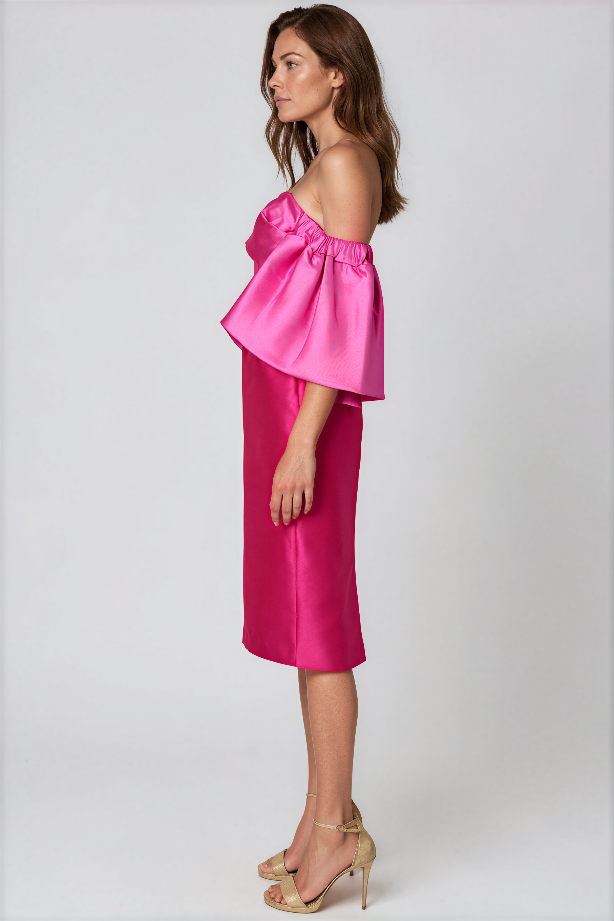 Off The Shoulder Mikado Puff Sleeve Cocktail Cocktail Rene Ruiz Collection