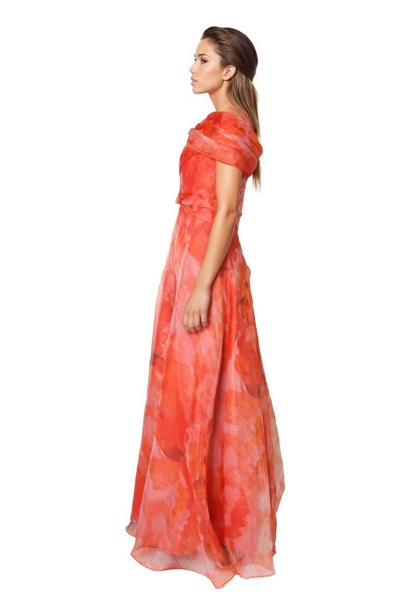 Twisted Off-The-Shoulder Organza Gown Gown Rene Ruiz Collection