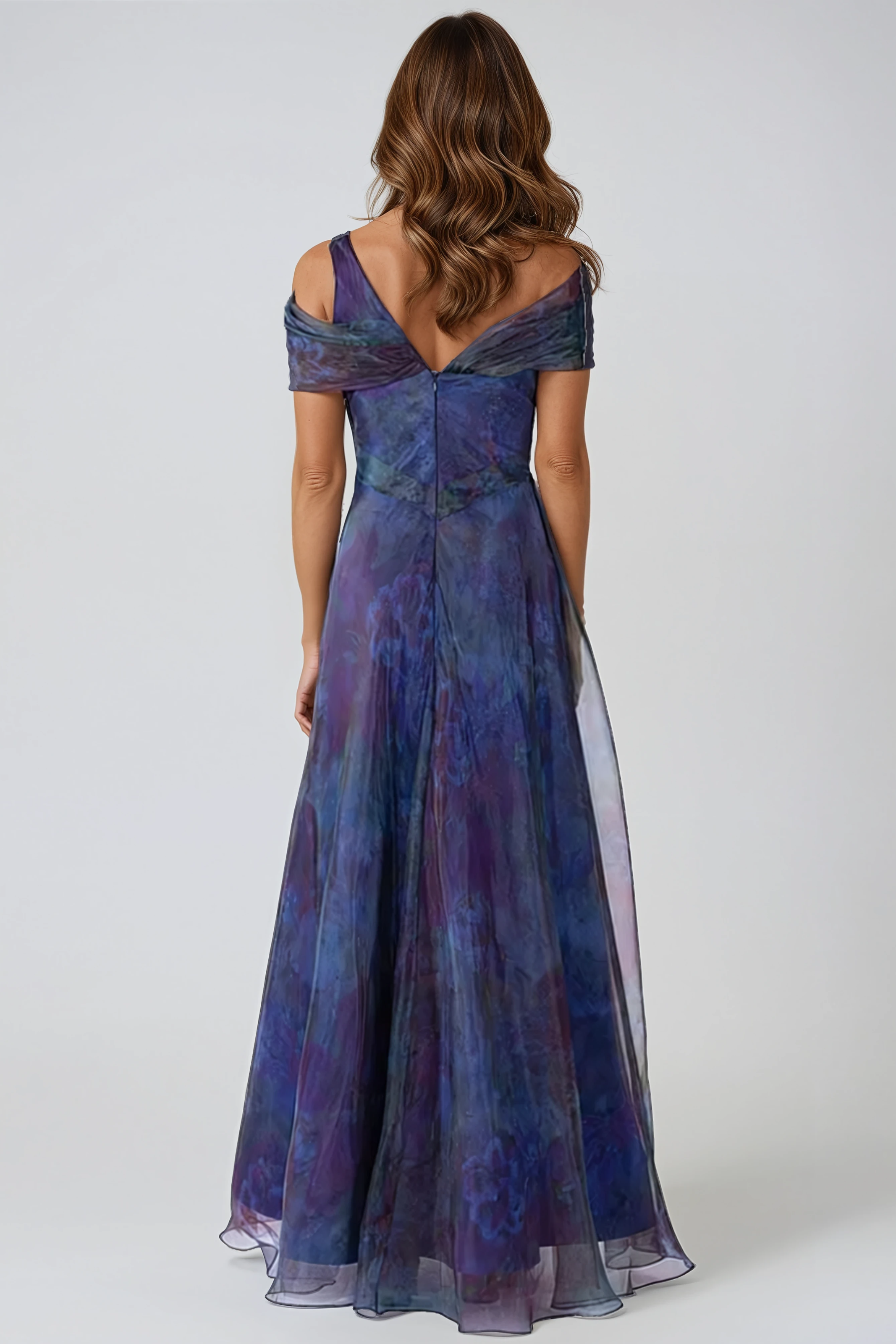 Twisted Off-The-Shoulder Organza Gown Gown Rene Ruiz Collection