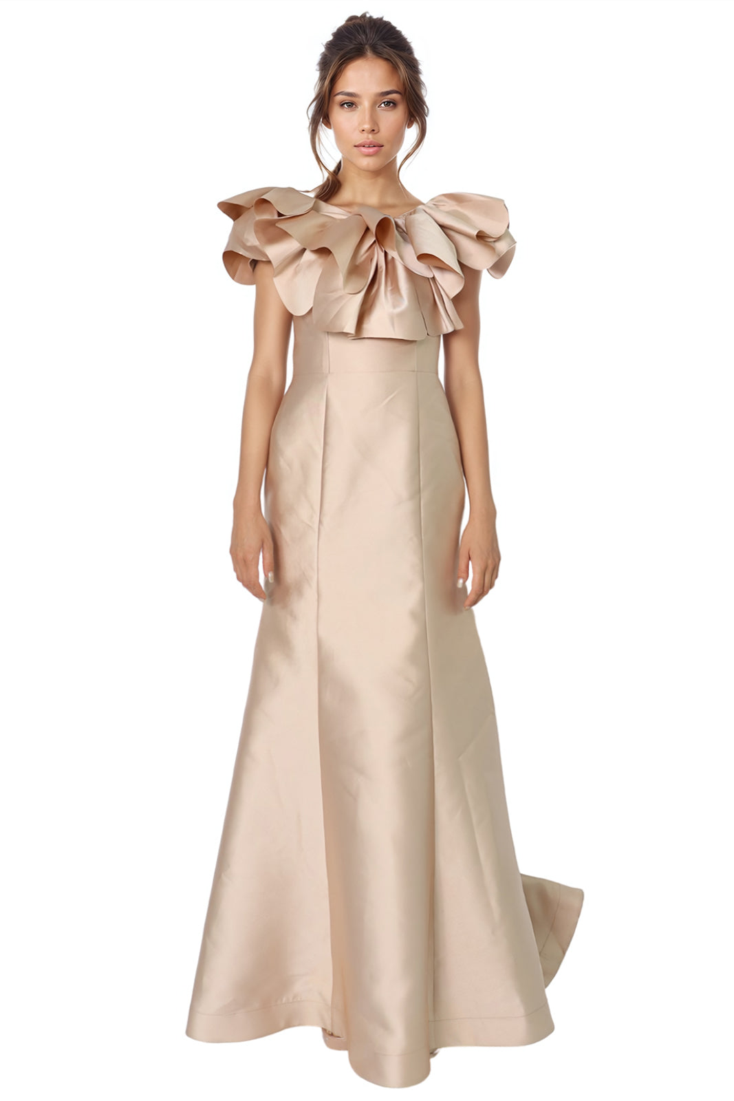 Bardot Rosette Fit and Flare Mikado Gown Gown Rene Ruiz Collection