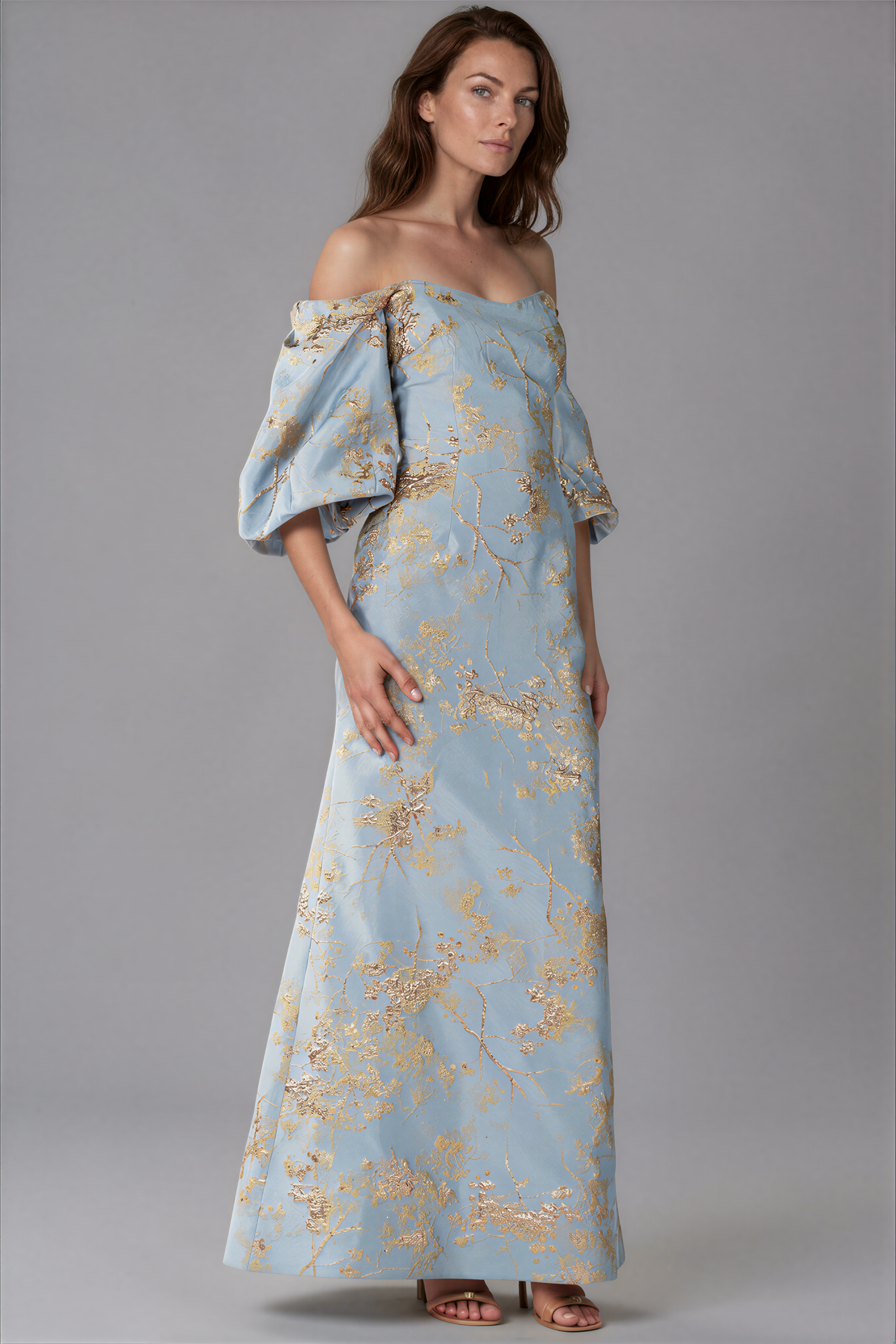 Off-The-Shoulder Puff-Sleeve Gown