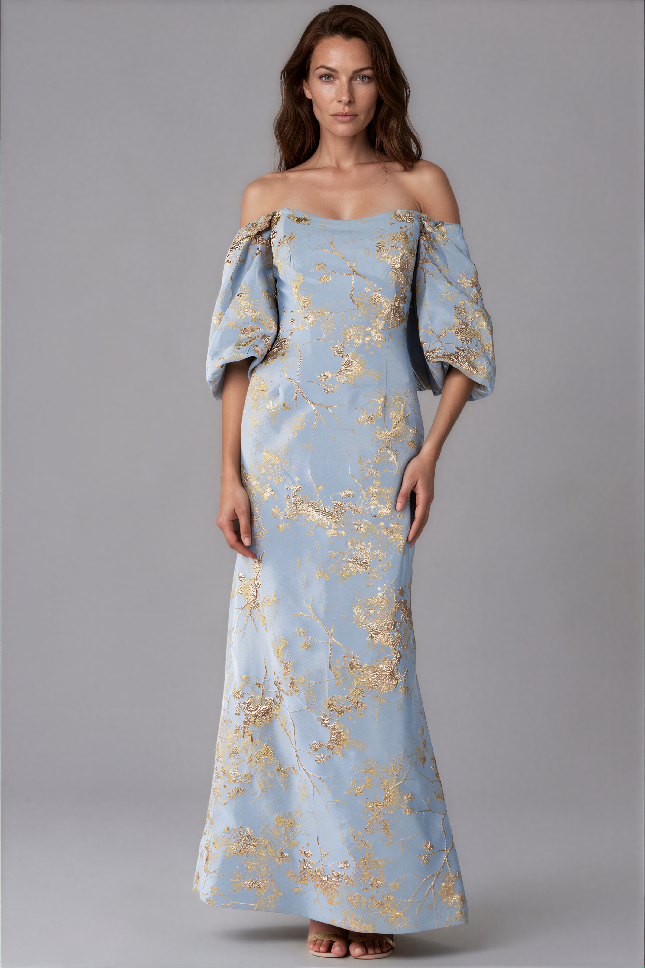 Off-The-Shoulder Puff-Sleeve Gown