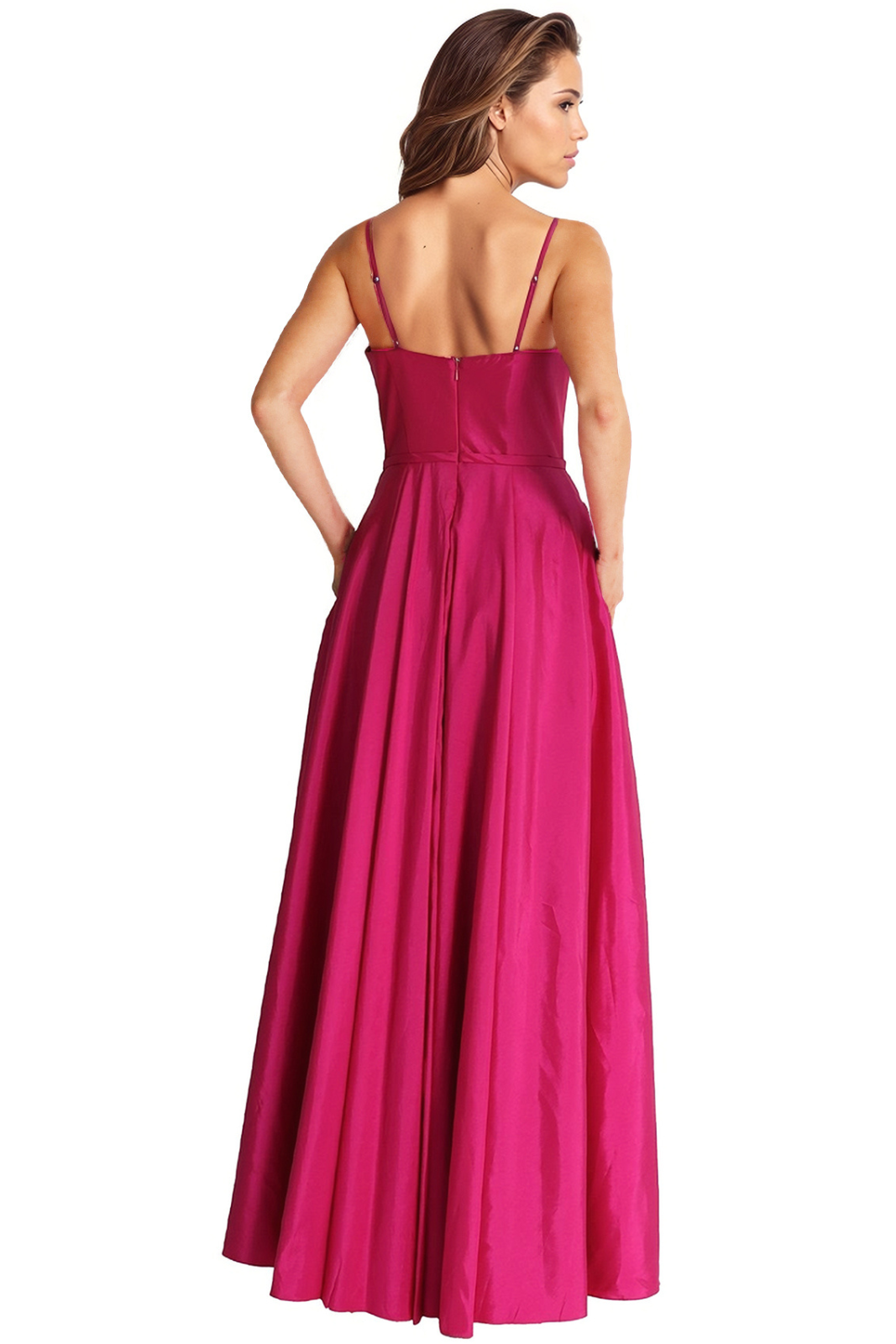 Shoulder Strap Taffeta V Neck A-Line Gown Gown Rene Ruiz Collection