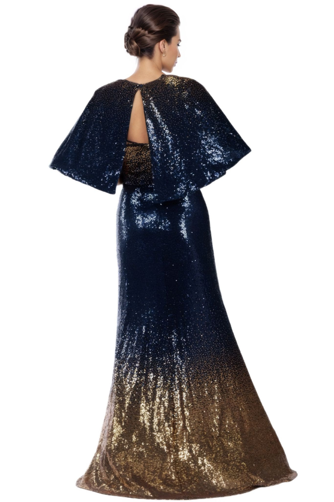 Sequin Cape Gown Gown Rene Ruiz Collection