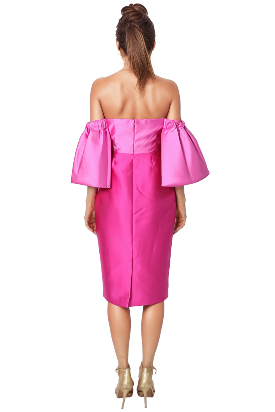 Off The Shoulder Mikado Puff Sleeve Cocktail Cocktail Rene Ruiz Collection