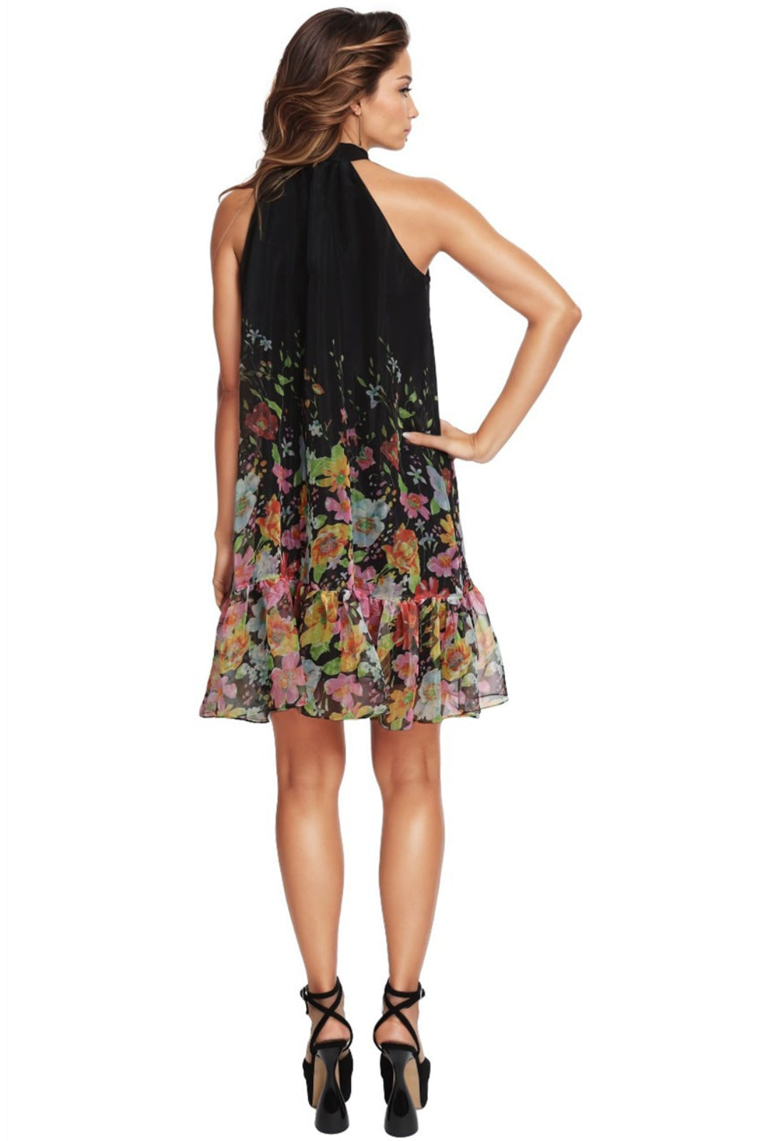 Chiffon High Neck Halter Cocktail Cocktail Rene Ruiz Collection