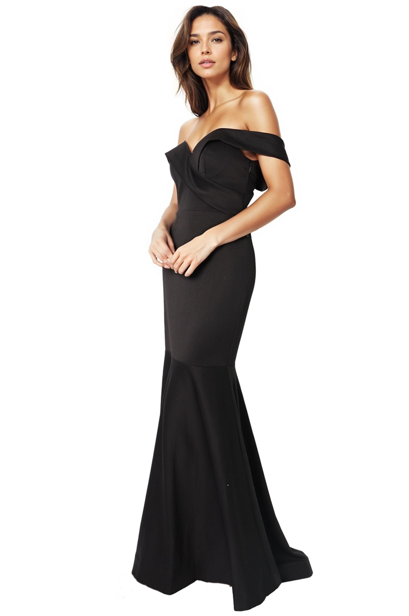 Off The Shoulder Sweetheart Neck Mermaid Crepe Gown Gown Rene Ruiz Collection