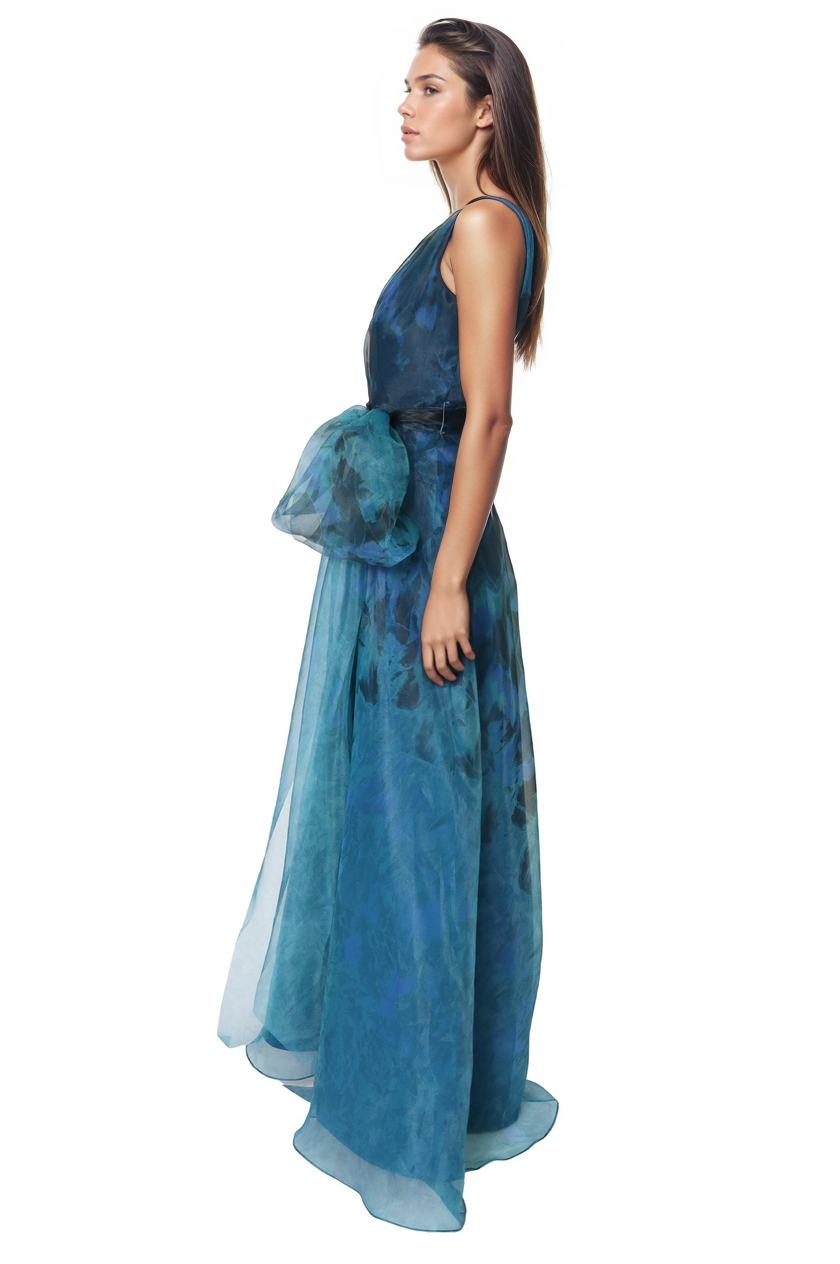 V-Neck Organza A-Line Gown Gown Rene Ruiz Collection