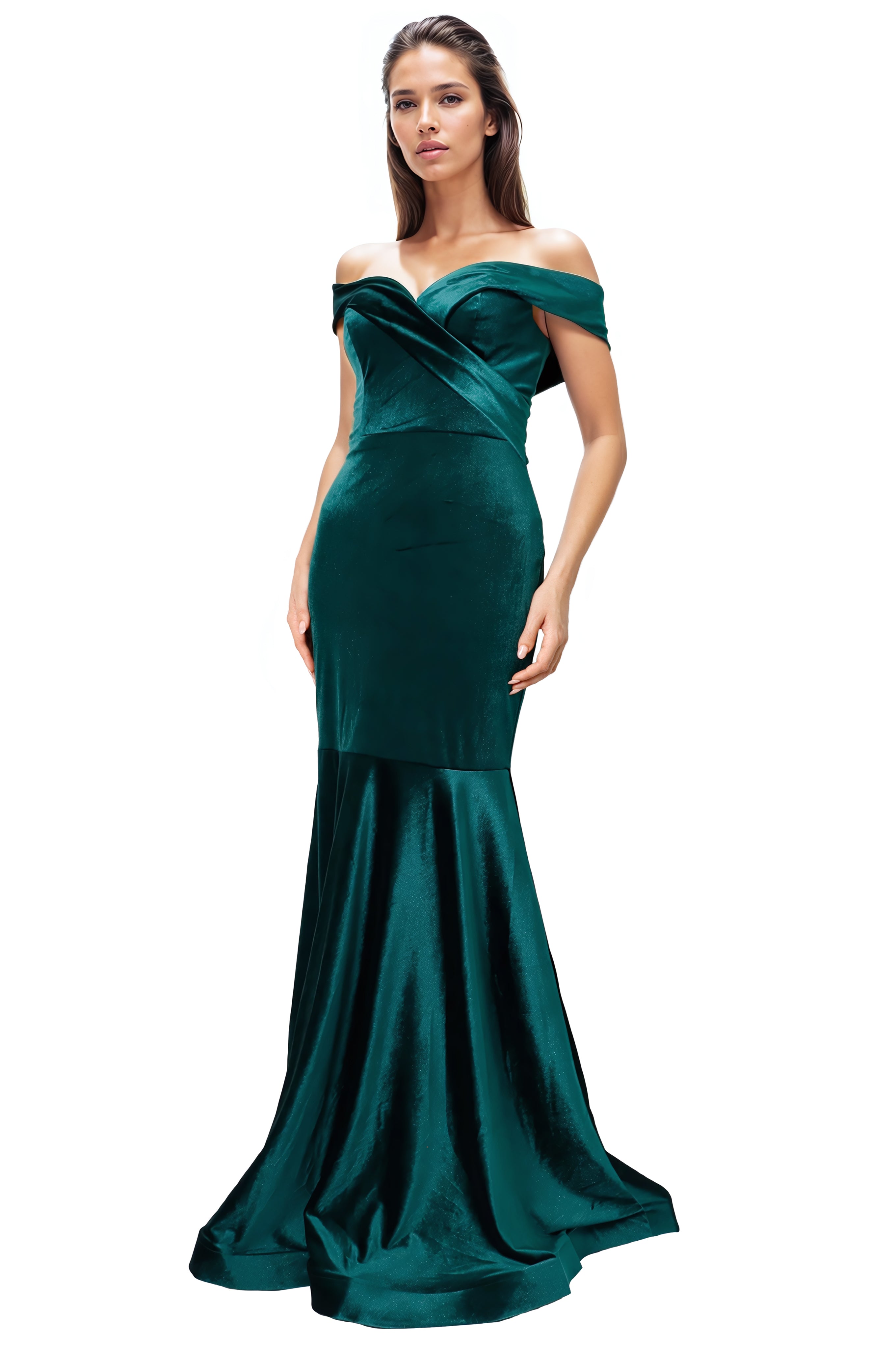 Off The Shoulder Sweetheart Mermaid Velvet Gown Gown Rene Ruiz Collection
