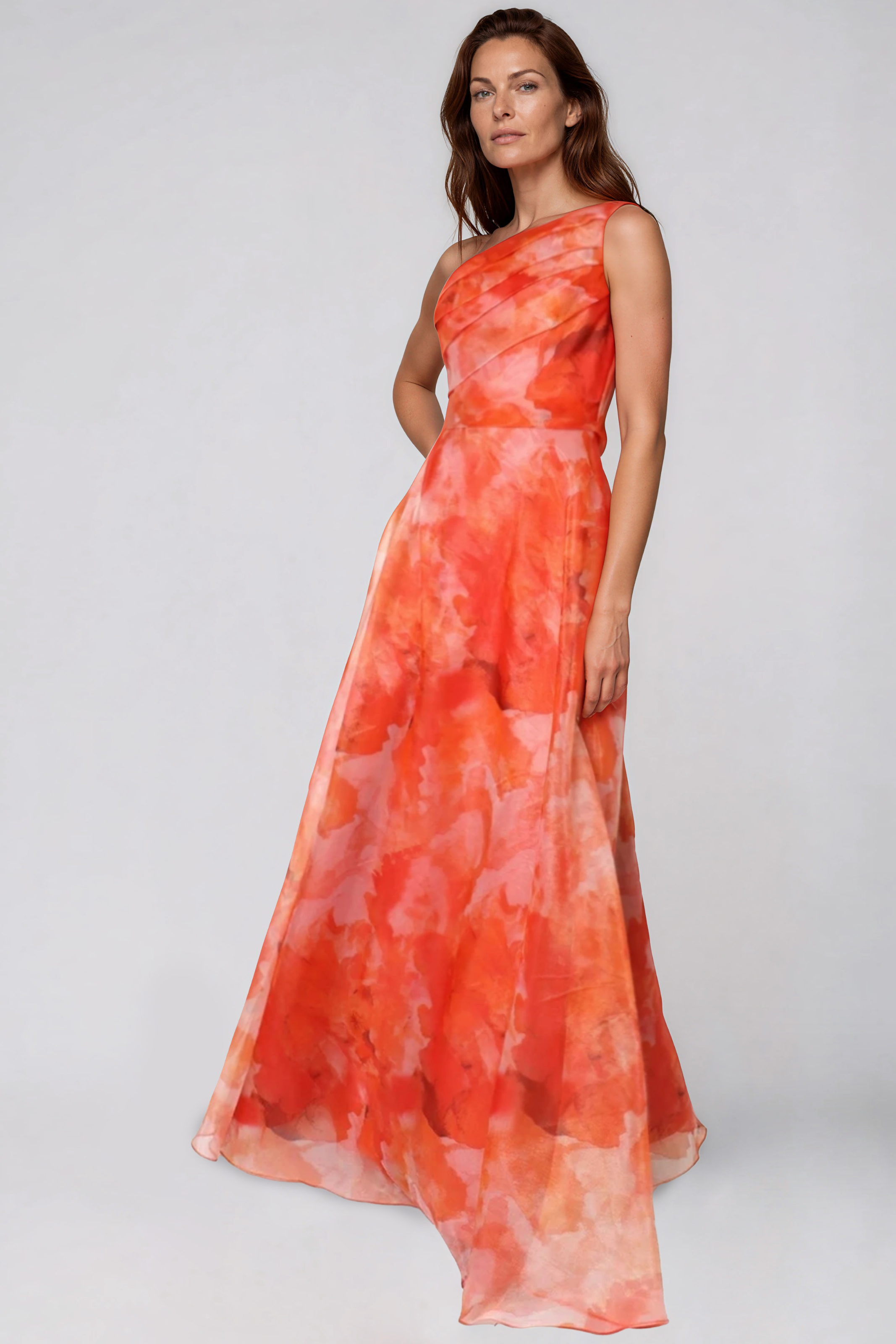 One Shoulder A-line Organza Gown