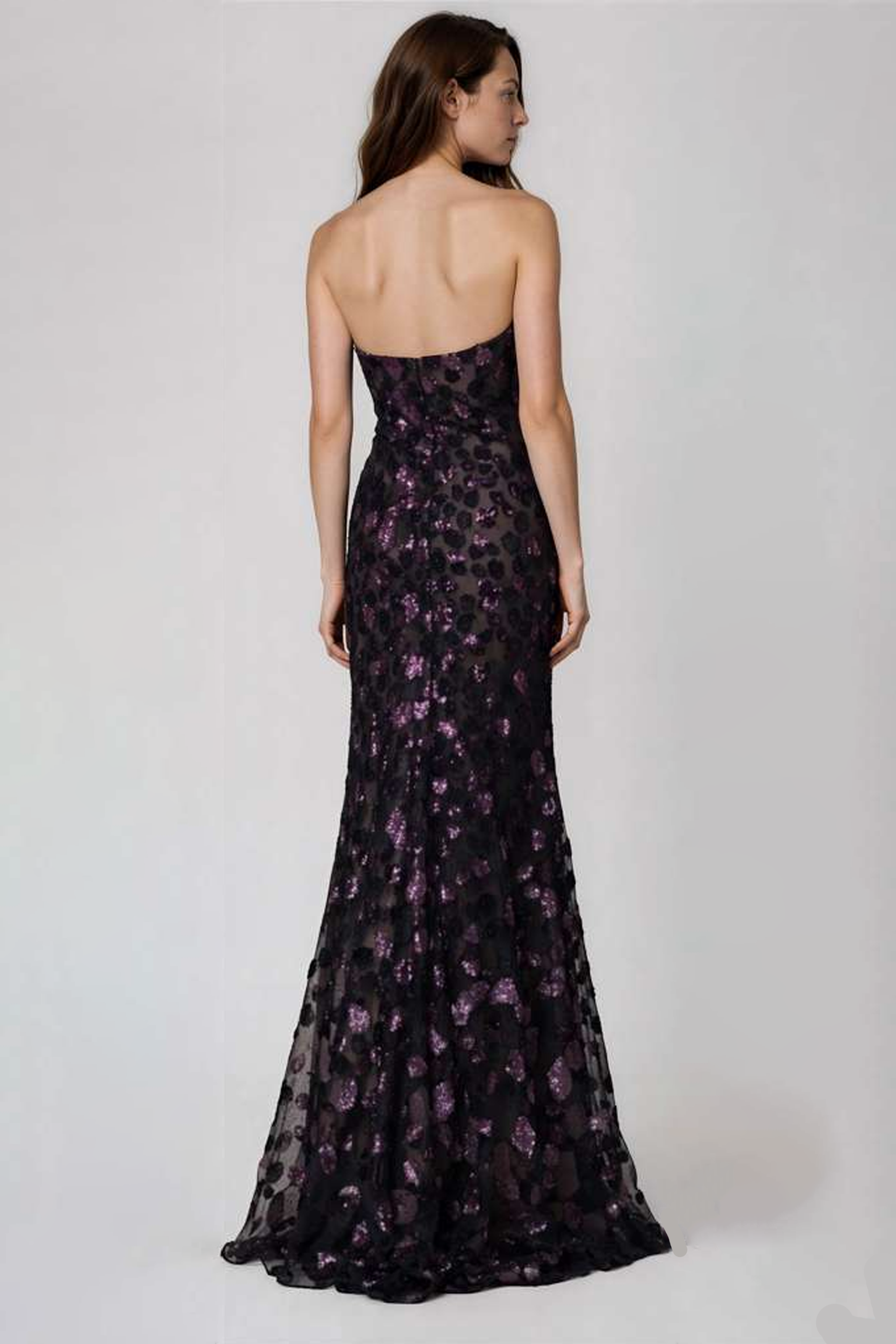 Strapless Sequin Fit And Flare Gown