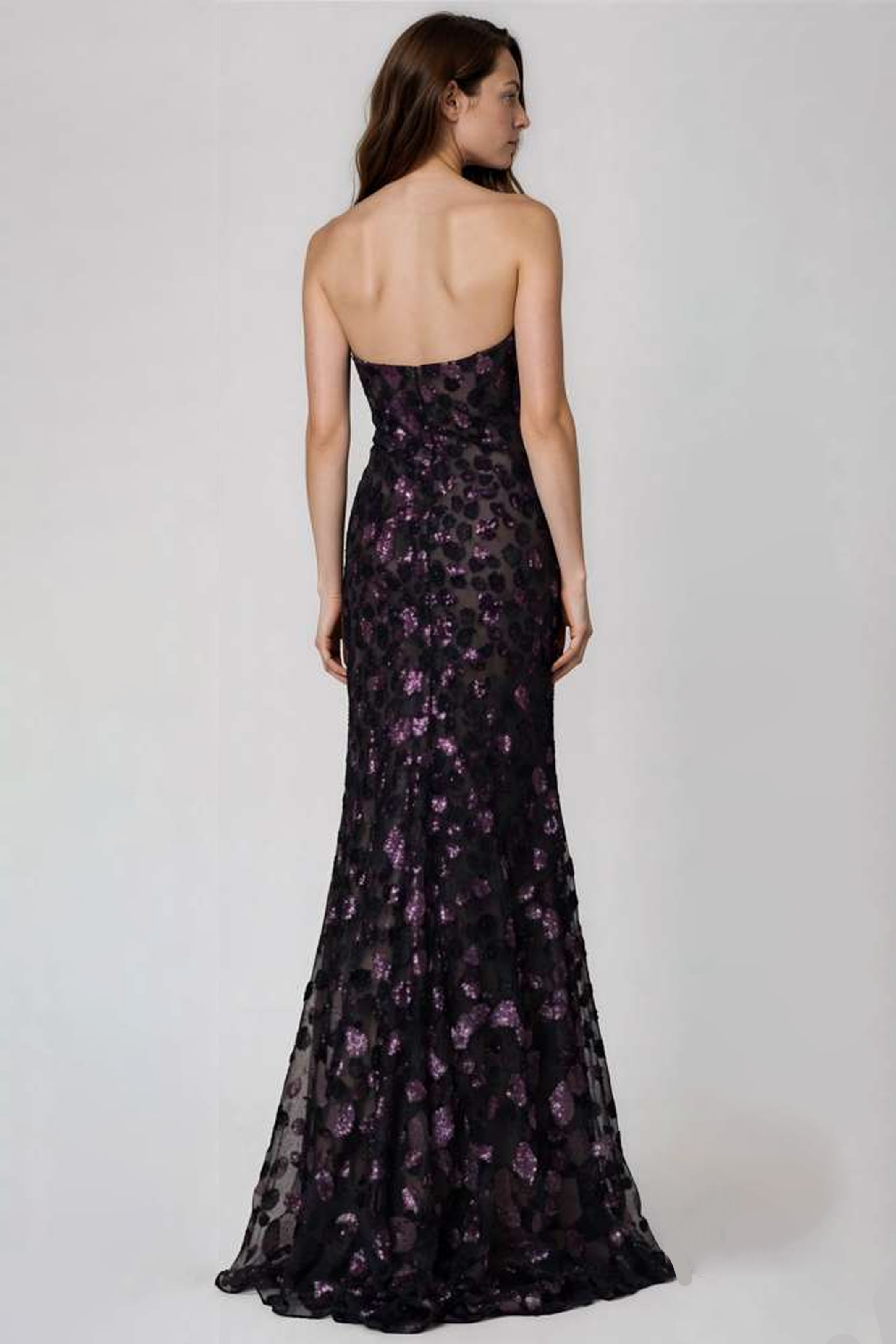 Strapless Sequin Fit And Flare Gown Gown Rene Ruiz Collection