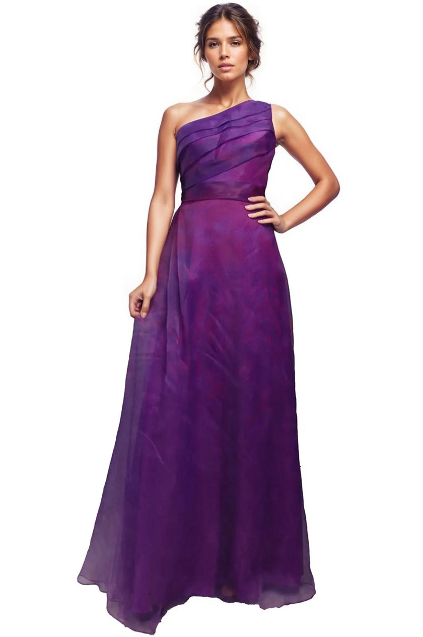 Asymmetrical Printed Organza A-Line Gown Gown Rene Ruiz Collection 2 Pink