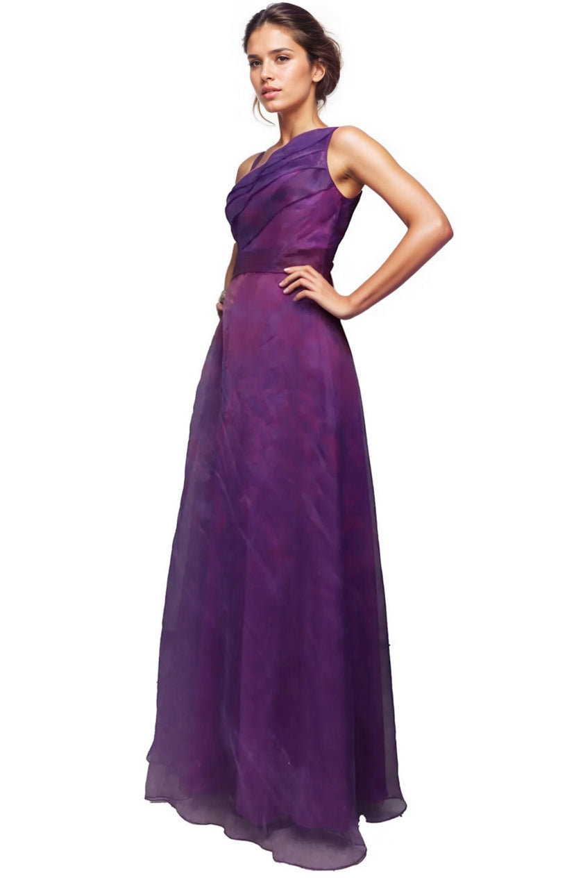 Asymmetrical Printed Organza A-Line Gown Gown Rene Ruiz Collection
