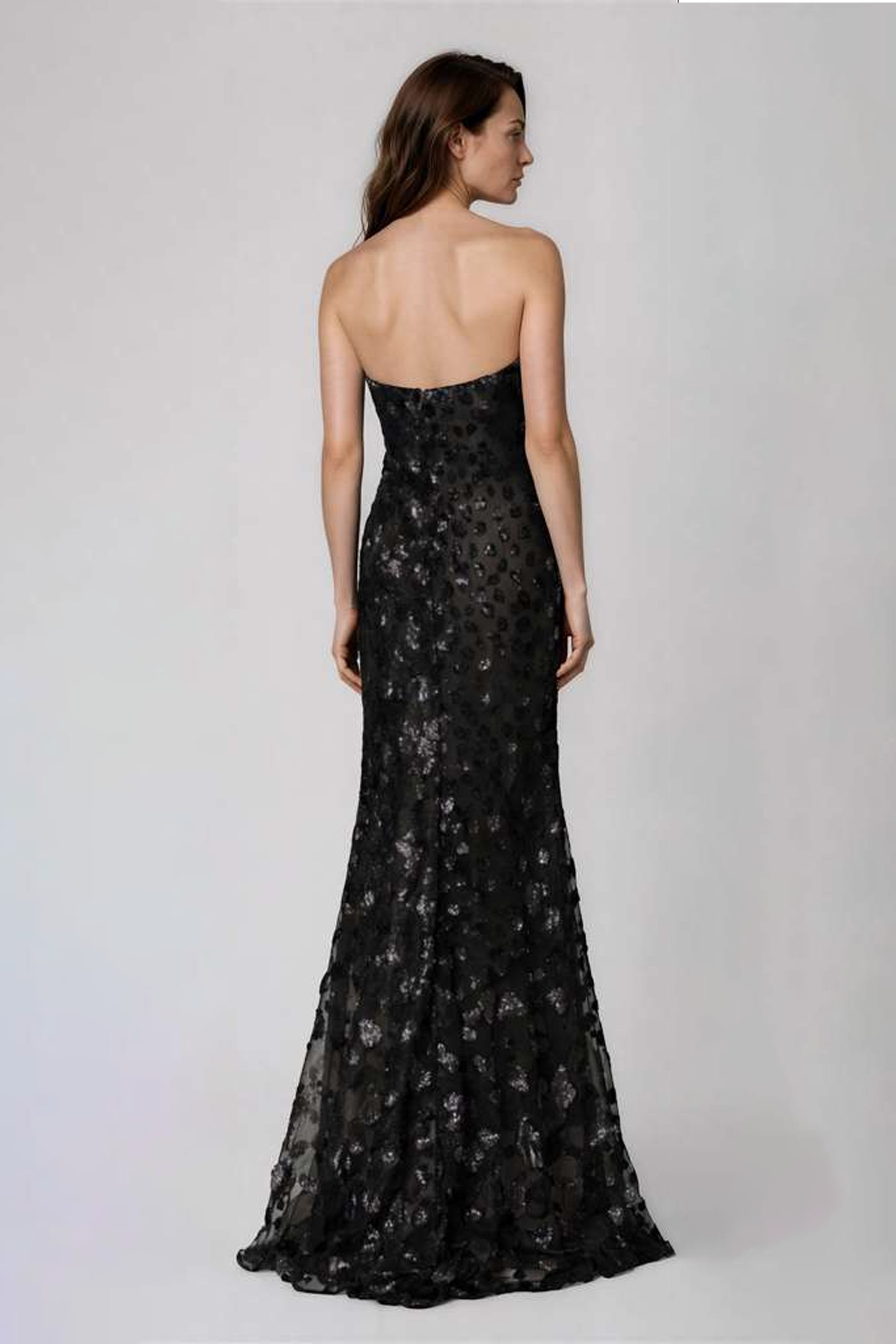Strapless Sequin Fit And Flare Gown