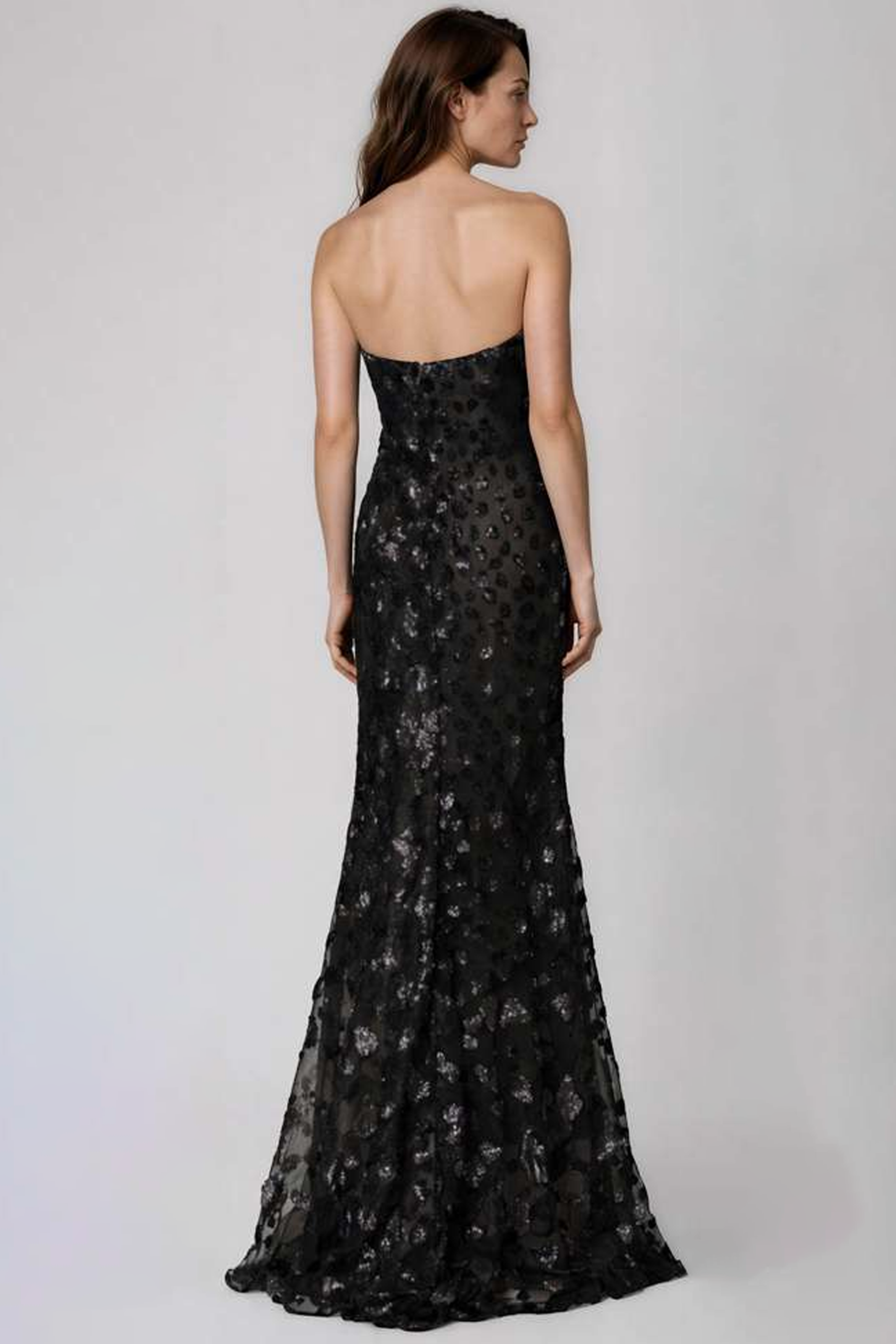 Strapless Sequin Fit And Flare Gown Gown Rene Ruiz Collection