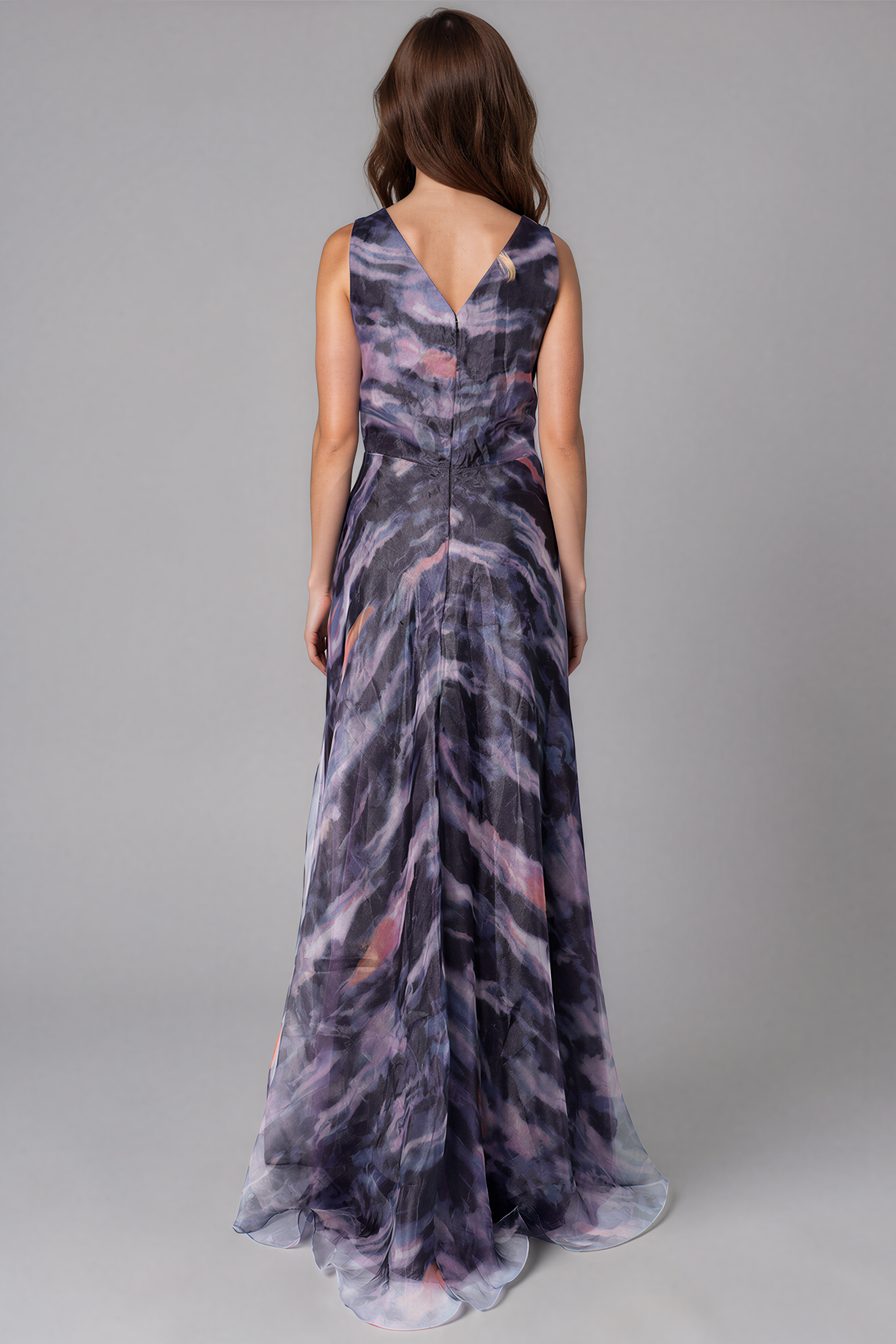 V-Neck Organza A-Line Gown
