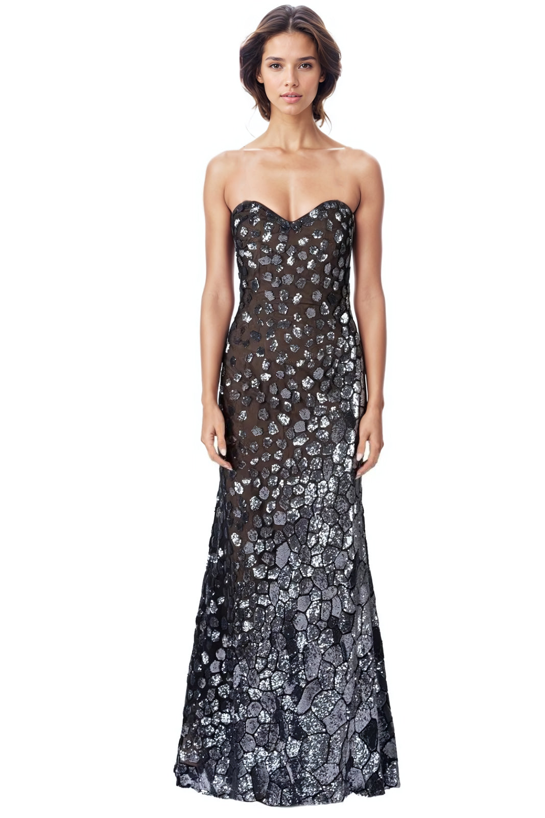 Strapless Fit and Flare Gown (STORE STOCK MANHASSET) Gown Rene Ruiz Collection 0 Silver