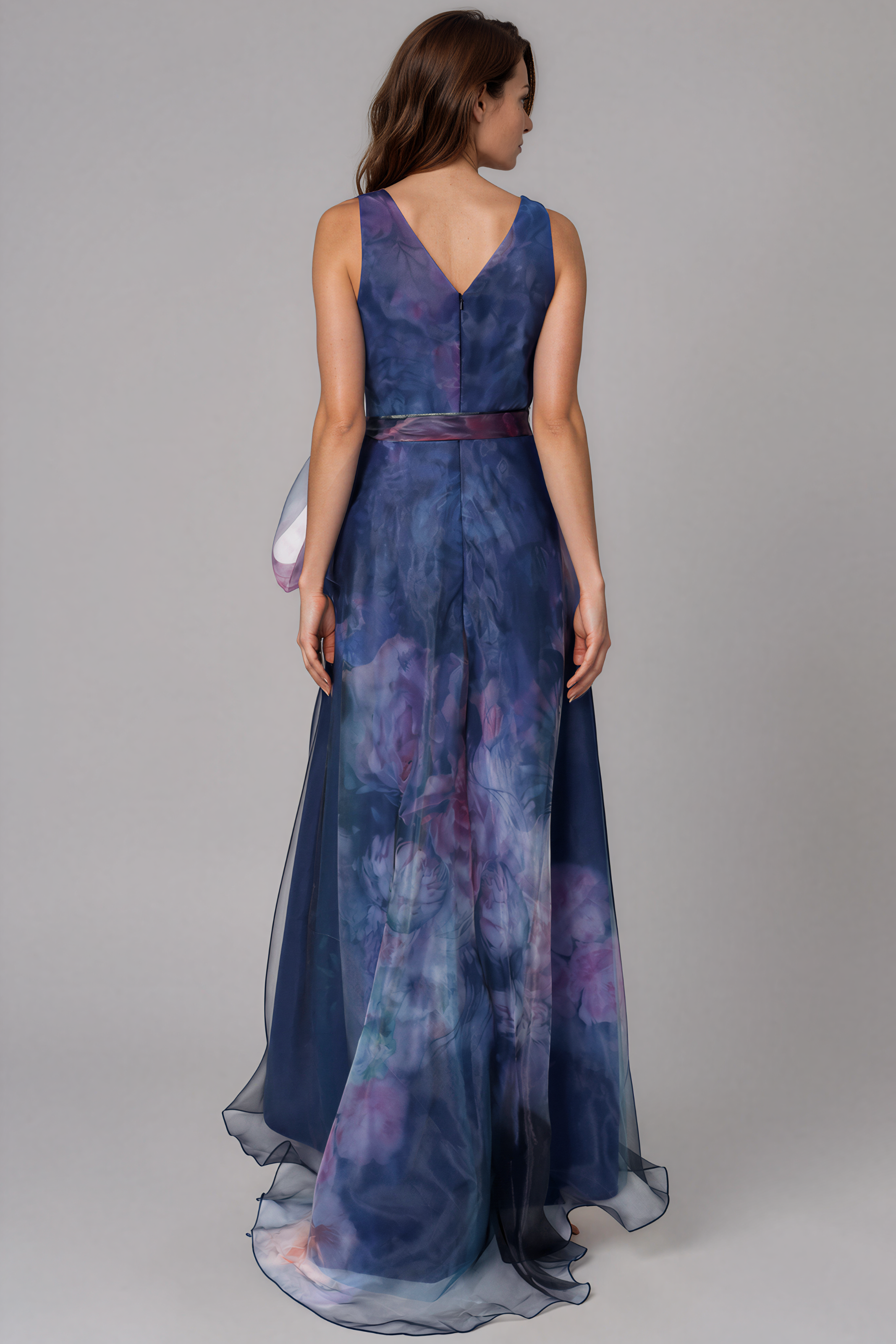 V-Neck Organza A-Line Gown Gown Rene Ruiz Collection