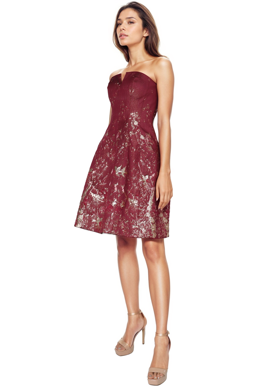 Strapless Textured Brocade A-Line Cocktail Cocktail Rene Ruiz Collection