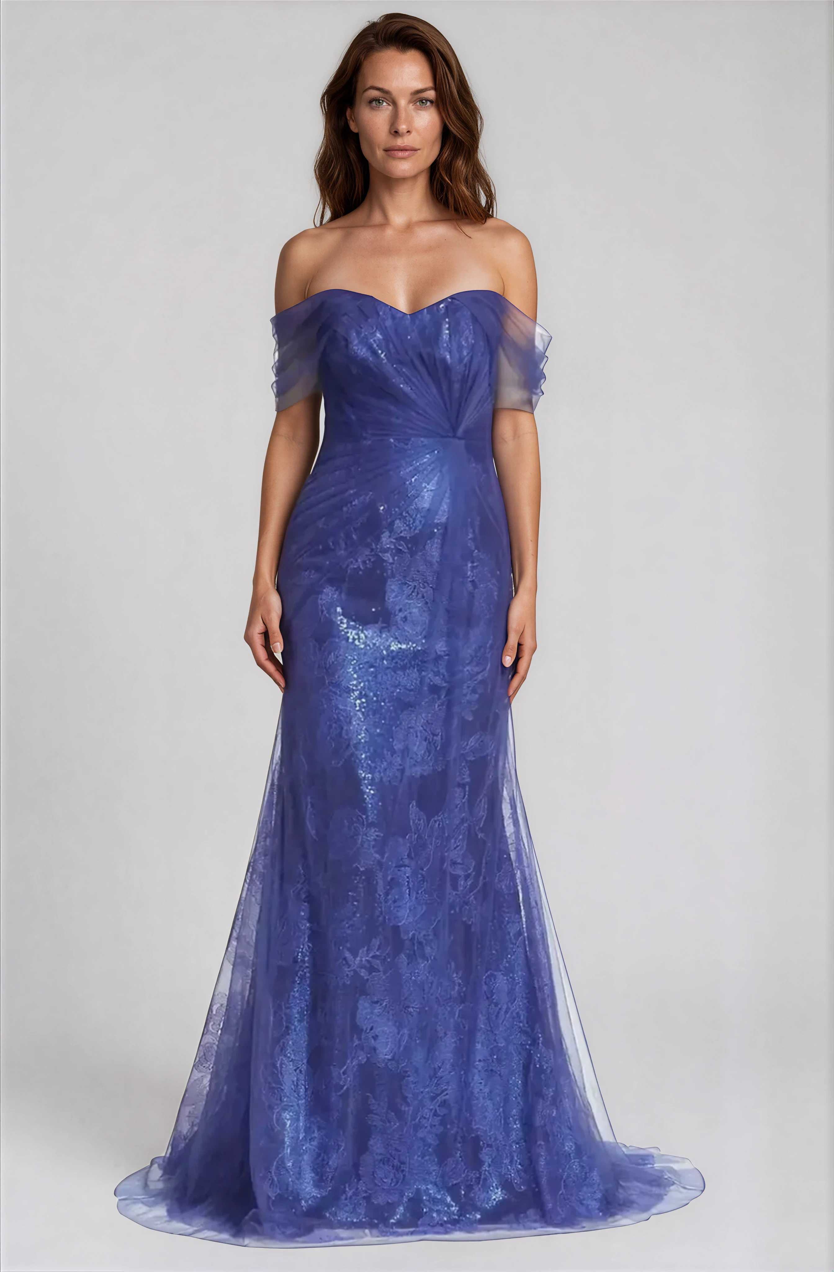 Draped Tulle Off The Shoulder Gown Gown Rene Ruiz Collection