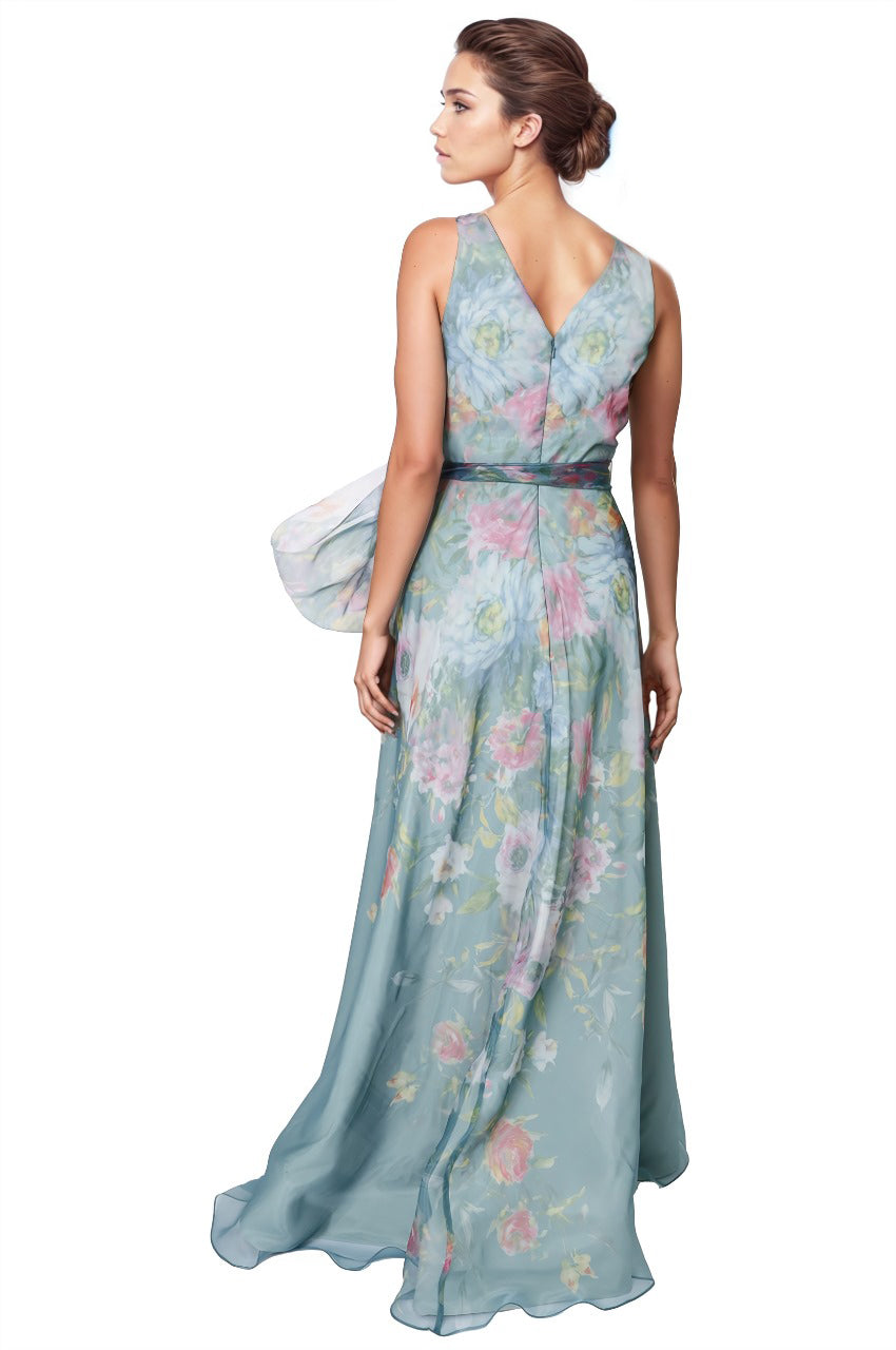 V-Neck Organza A-Line Gown Gown Rene Ruiz Collection