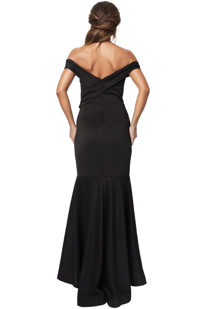 Off The Shoulder Sweetheart Neck Mermaid Crepe Gown Gown Rene Ruiz Collection