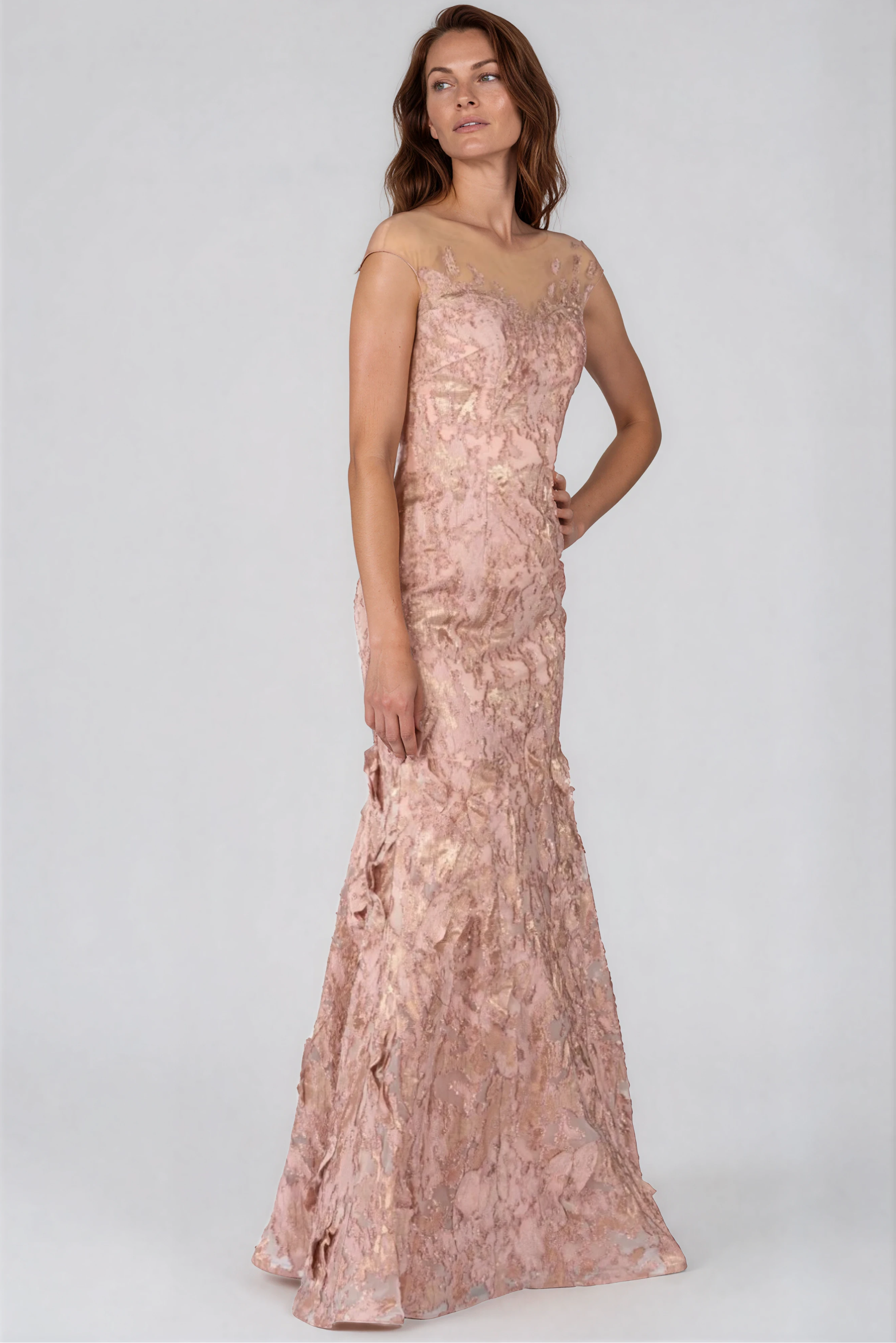 Jacquard Mermaid Gown Gown Rene Ruiz Collection