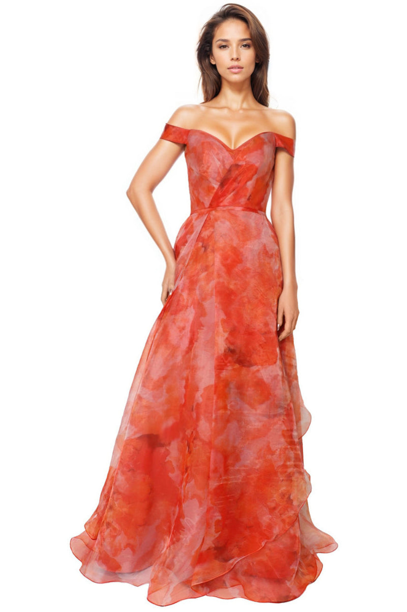 Off The Shoulder Organza A-line Gown Gown Rene Ruiz Collection
