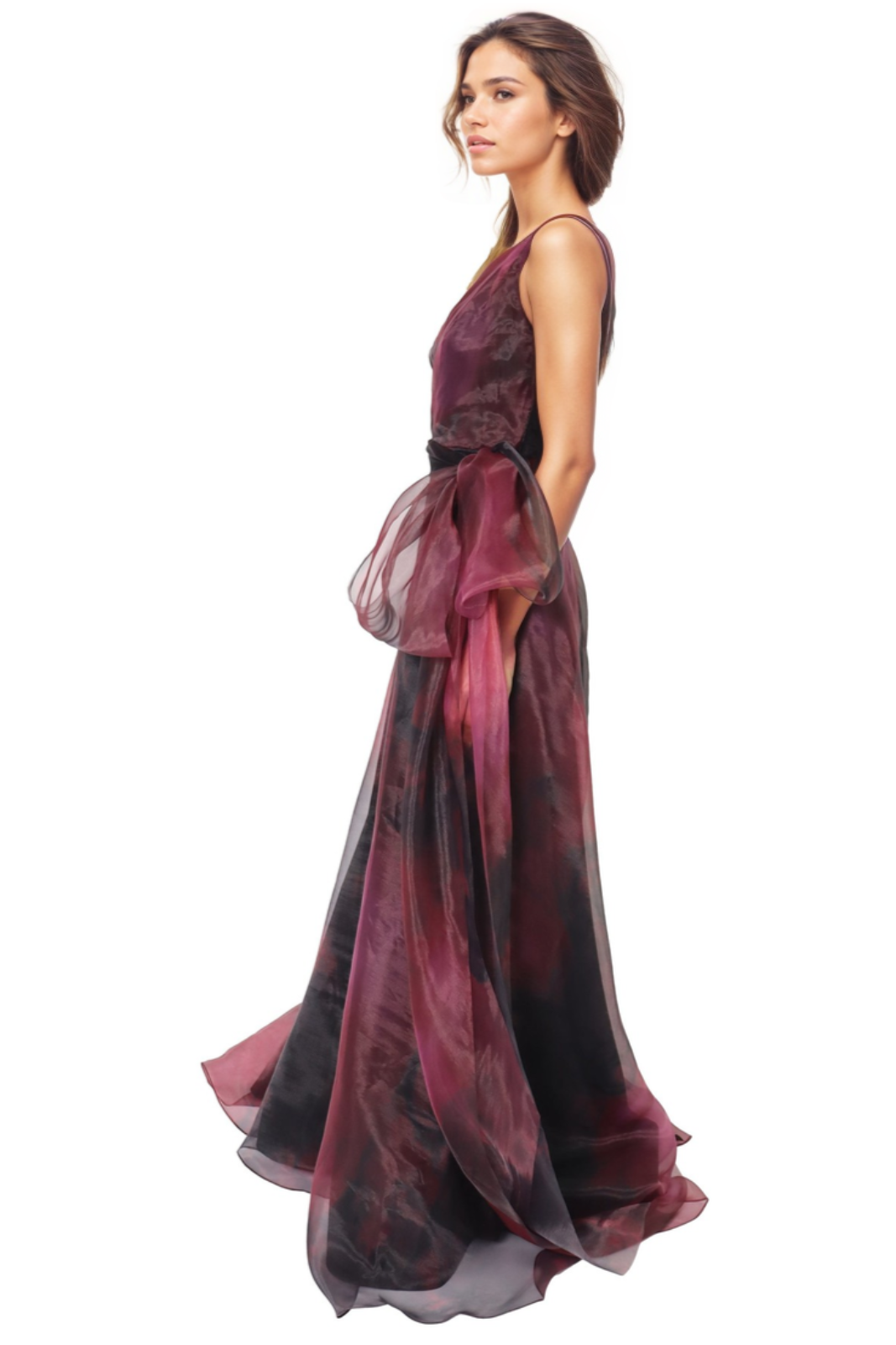 V-Neck Organza A-Line Gown Gown Rene Ruiz Collection