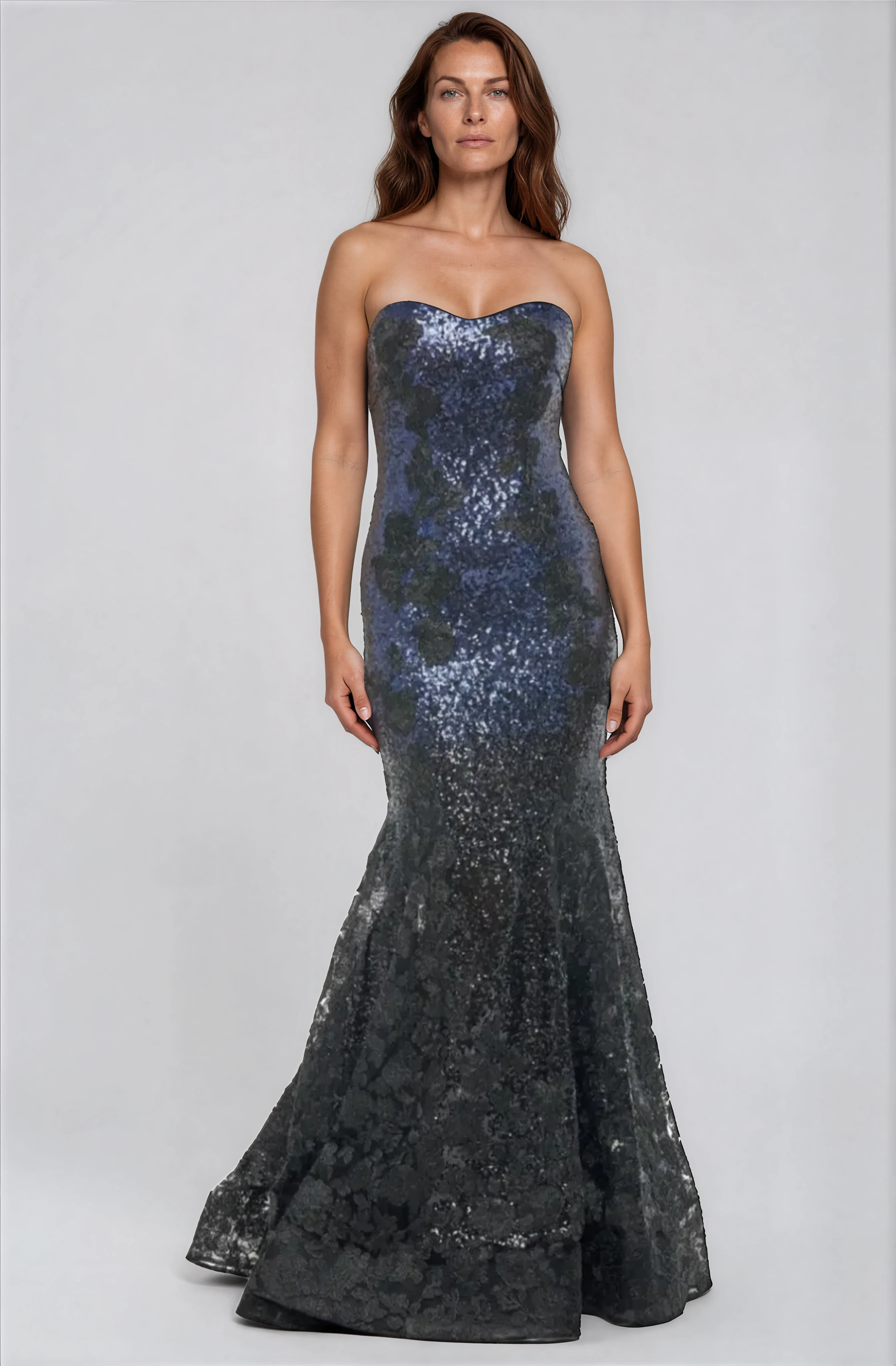 Strapless Sequin Gown Gown Rene Ruiz Collection 0 Black