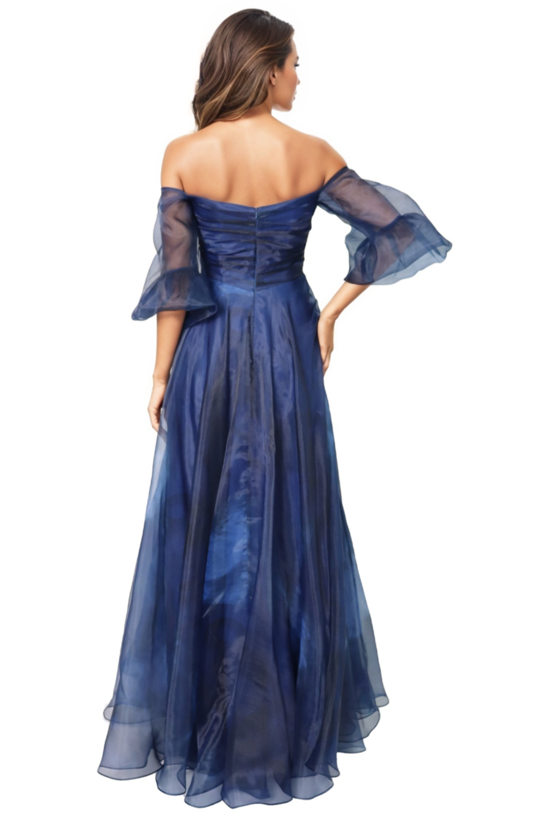 3/4 Puff Sleeve Organza Gown Gown Rene Ruiz Collection