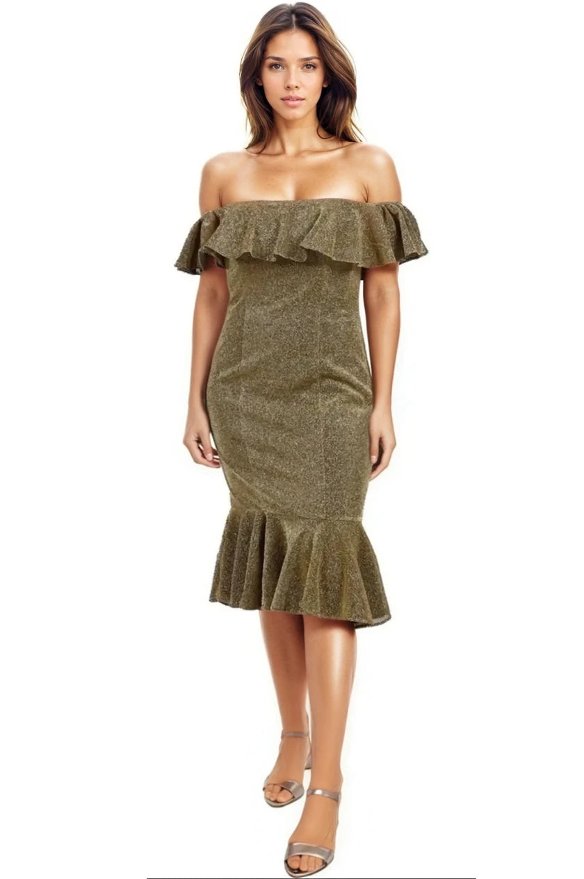 Off The Shoulder Cocktail Cocktail Rene Ruiz Collection 2 Gold