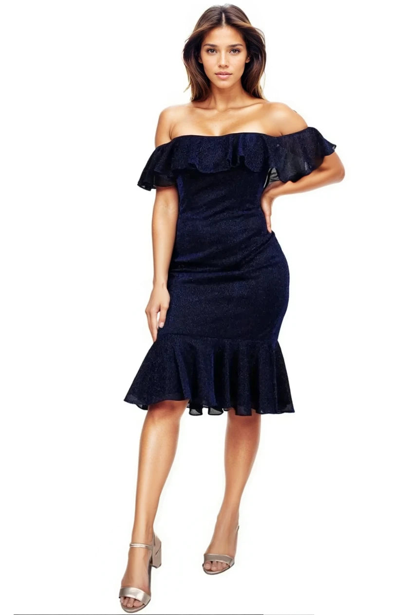 Off The Shoulder Cocktail Cocktail Rene Ruiz Collection 2 Blue