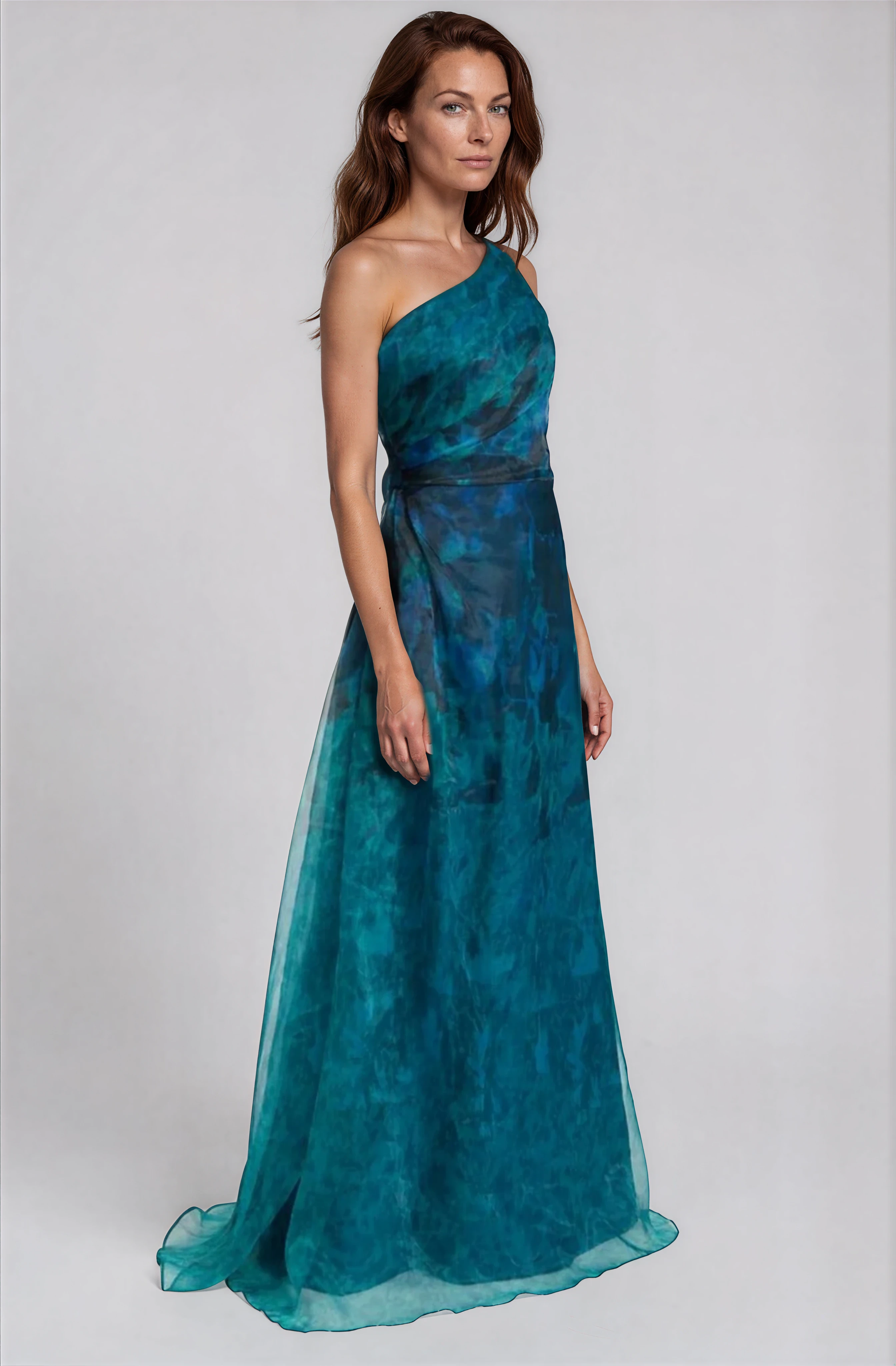 One Shoulder A-Line Organza Gown Gown Rene Ruiz Collection