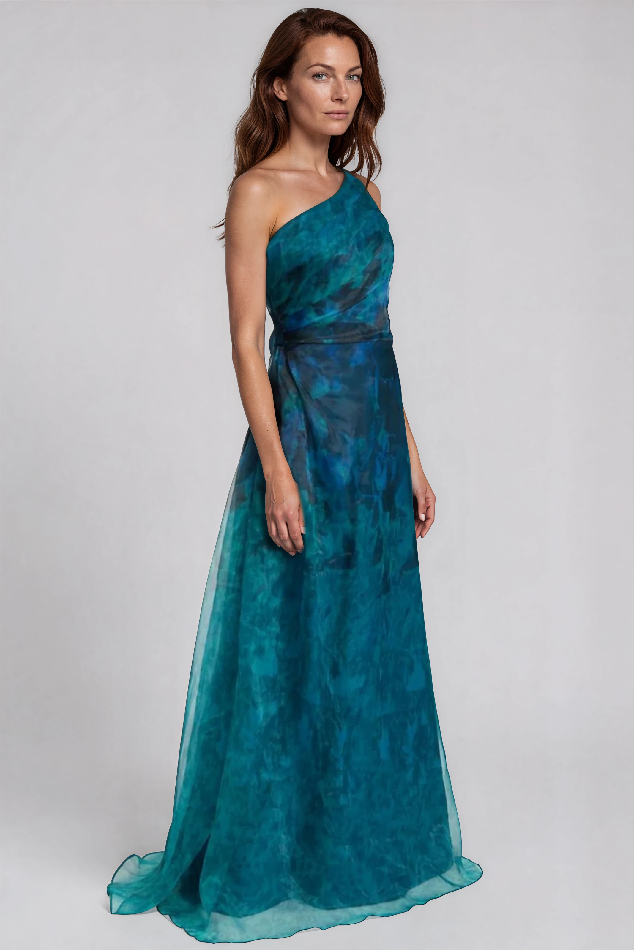 One Shoulder A-Line Organza Gown Gown Rene Ruiz Collection