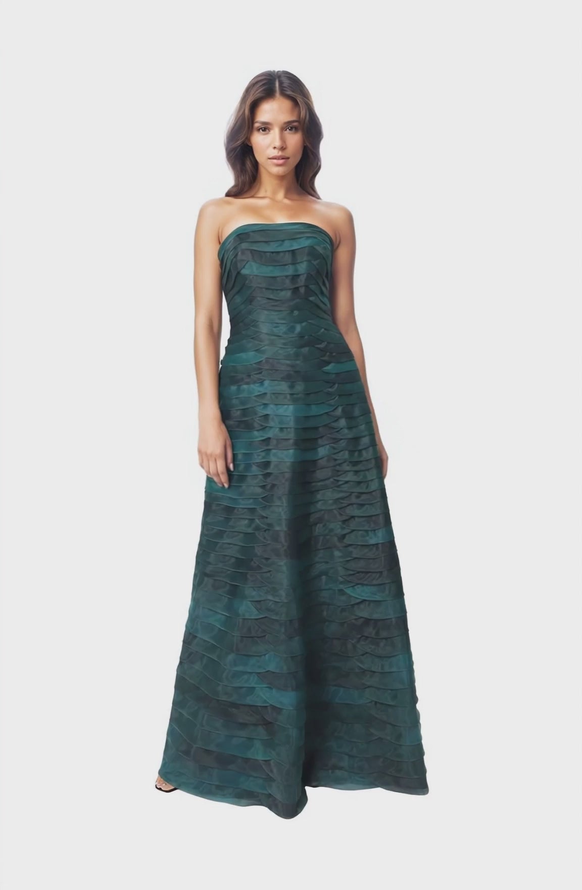 Bias Cut Fluted Organza Gown Gown Rene Ruiz Collection
