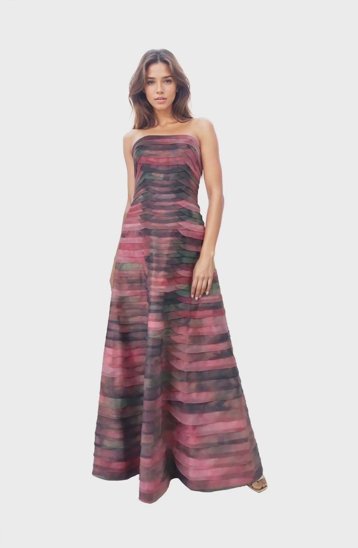 Bias Cut Fluted Organza Gown Gown Rene Ruiz Collection