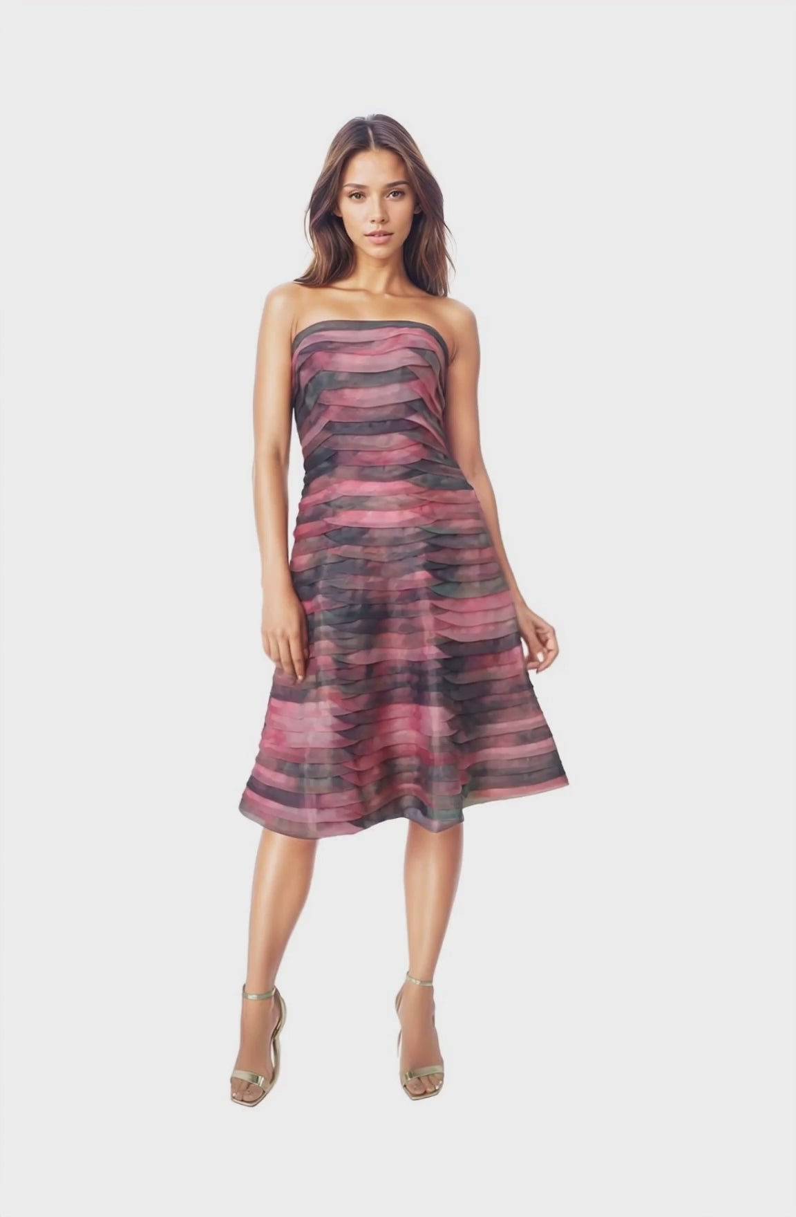 Bias Cut Fluted Organza Cocktail Cocktail Rene Ruiz Collection