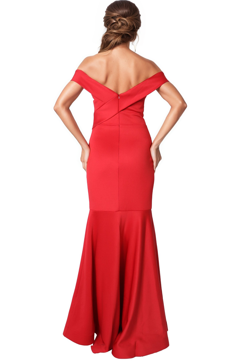 Off The Shoulder Sweetheart Neck Mermaid Crepe Gown Gown Rene Ruiz Collection