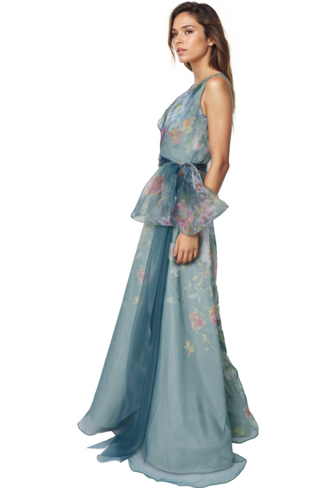 V-Neck Organza A-Line Gown Gown Rene Ruiz Collection